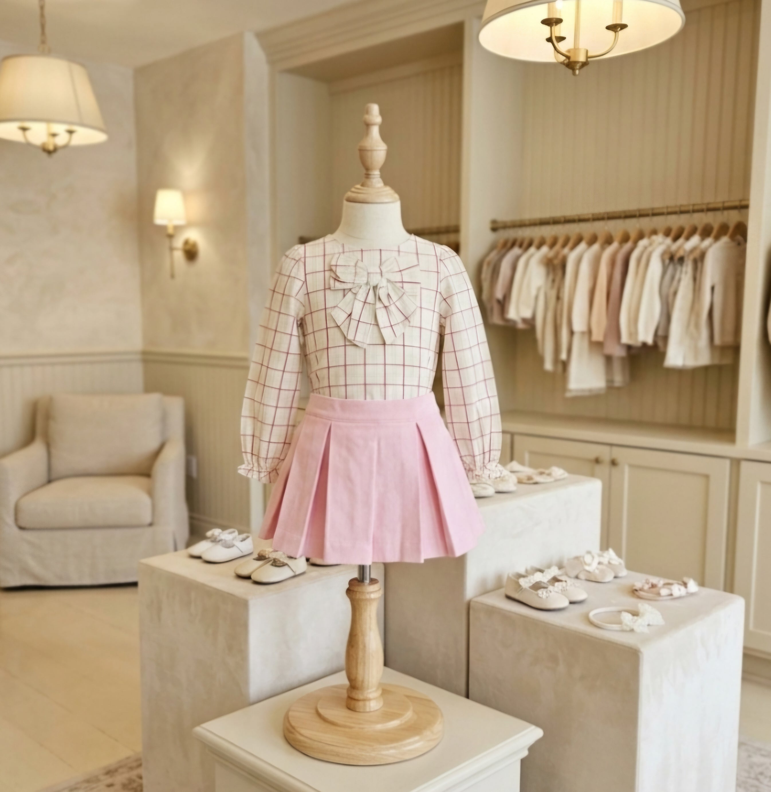 The Beaufort Bonnet Company Beatrice Bow Blouse & Parsons Pleated Skirt Set