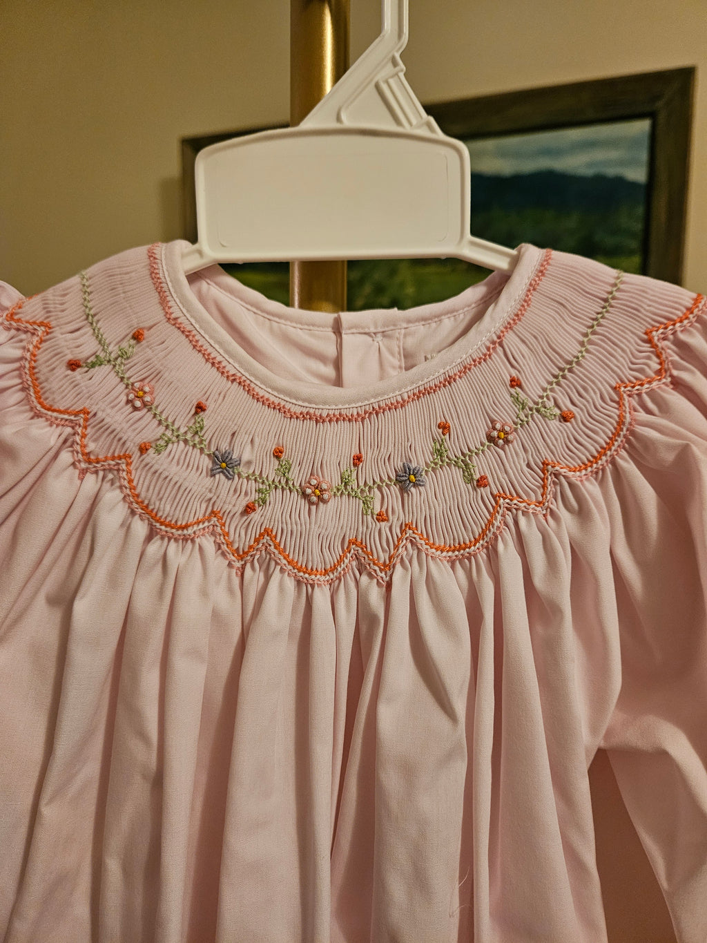 Petit Amu Pink Floral Smocked Bishop Dress