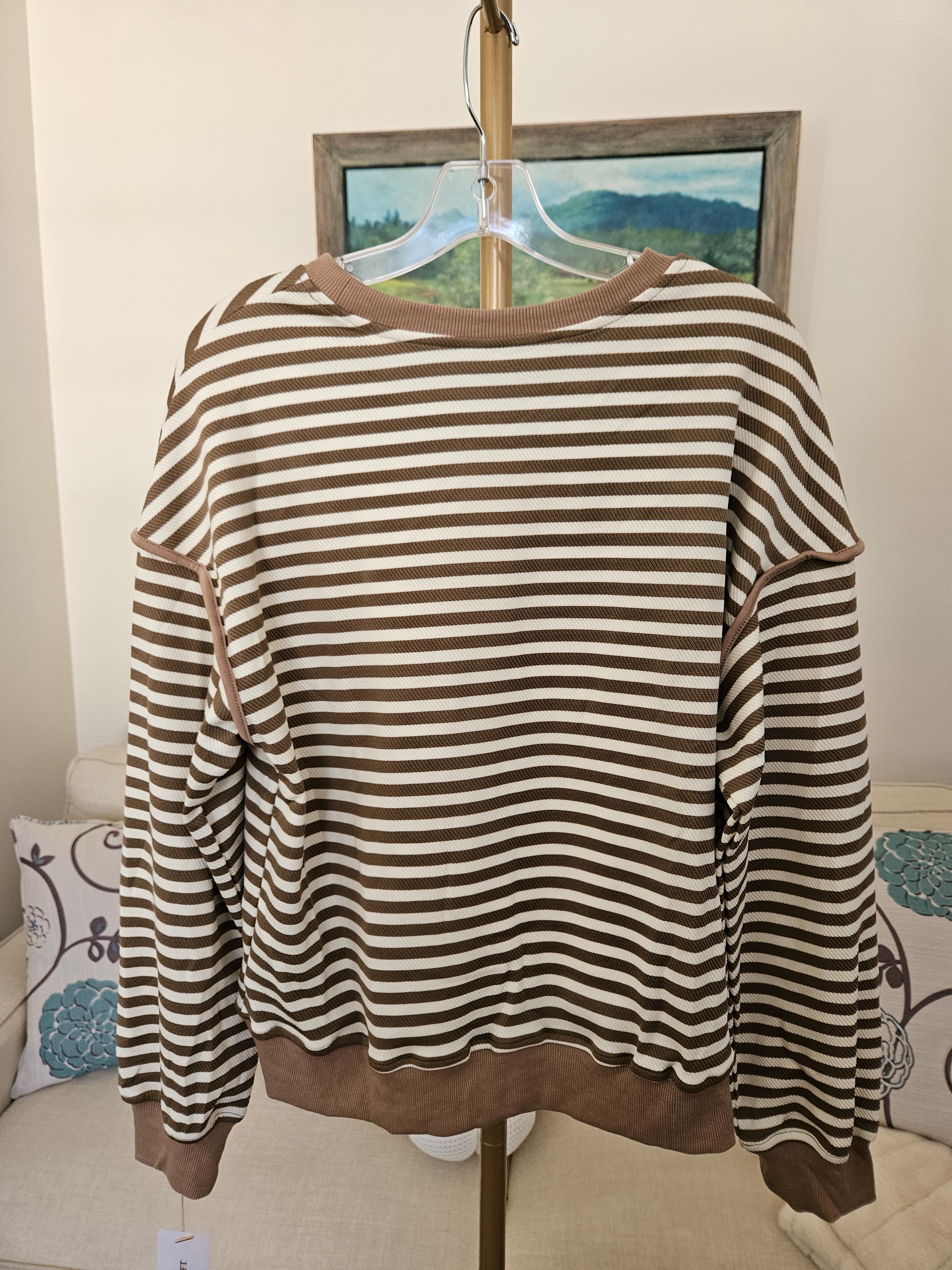 Lovesoft Brown Striped Textured 2pc Mini Skort Set Sz Med