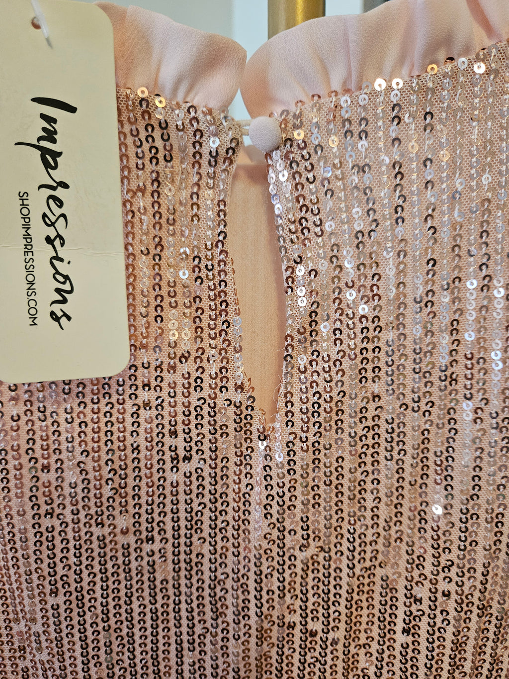 Impressions Elegant Pink Ruffle Sequin Top Sz 2X