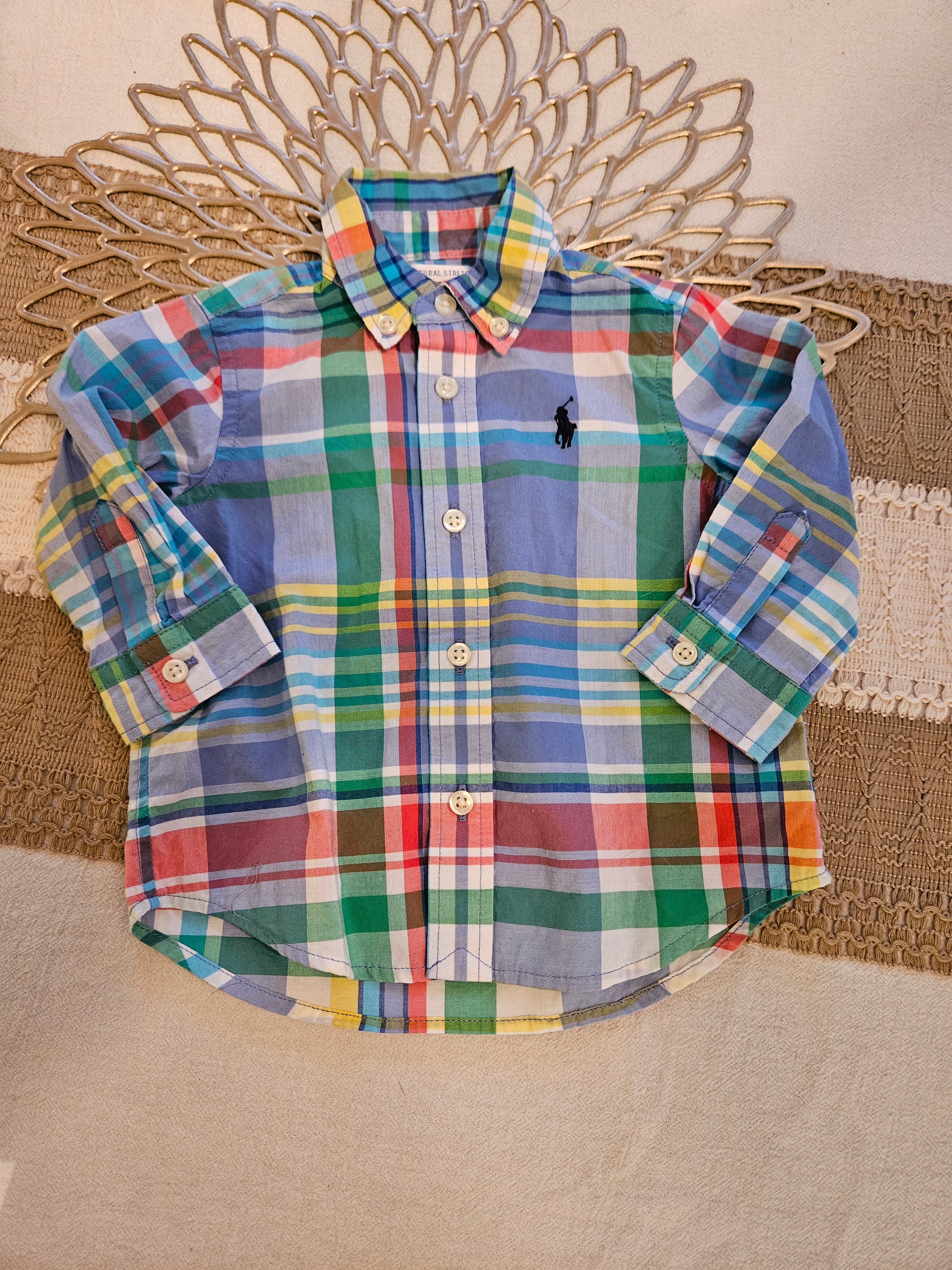 Ralph Lauren Colorful Plaid Kids Button Down Shirt Sz 6M
