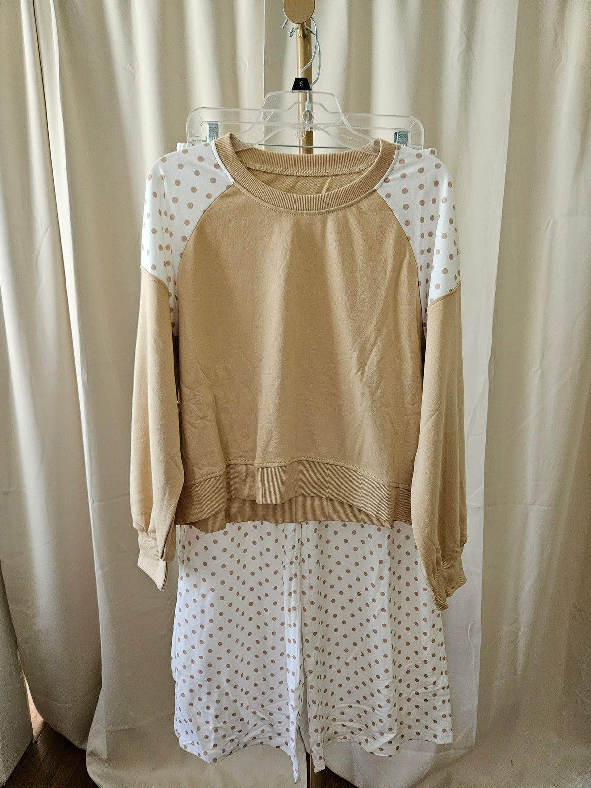 Beige & White Polka Dot 2-Piece Set | Little Daisy | L/XL
