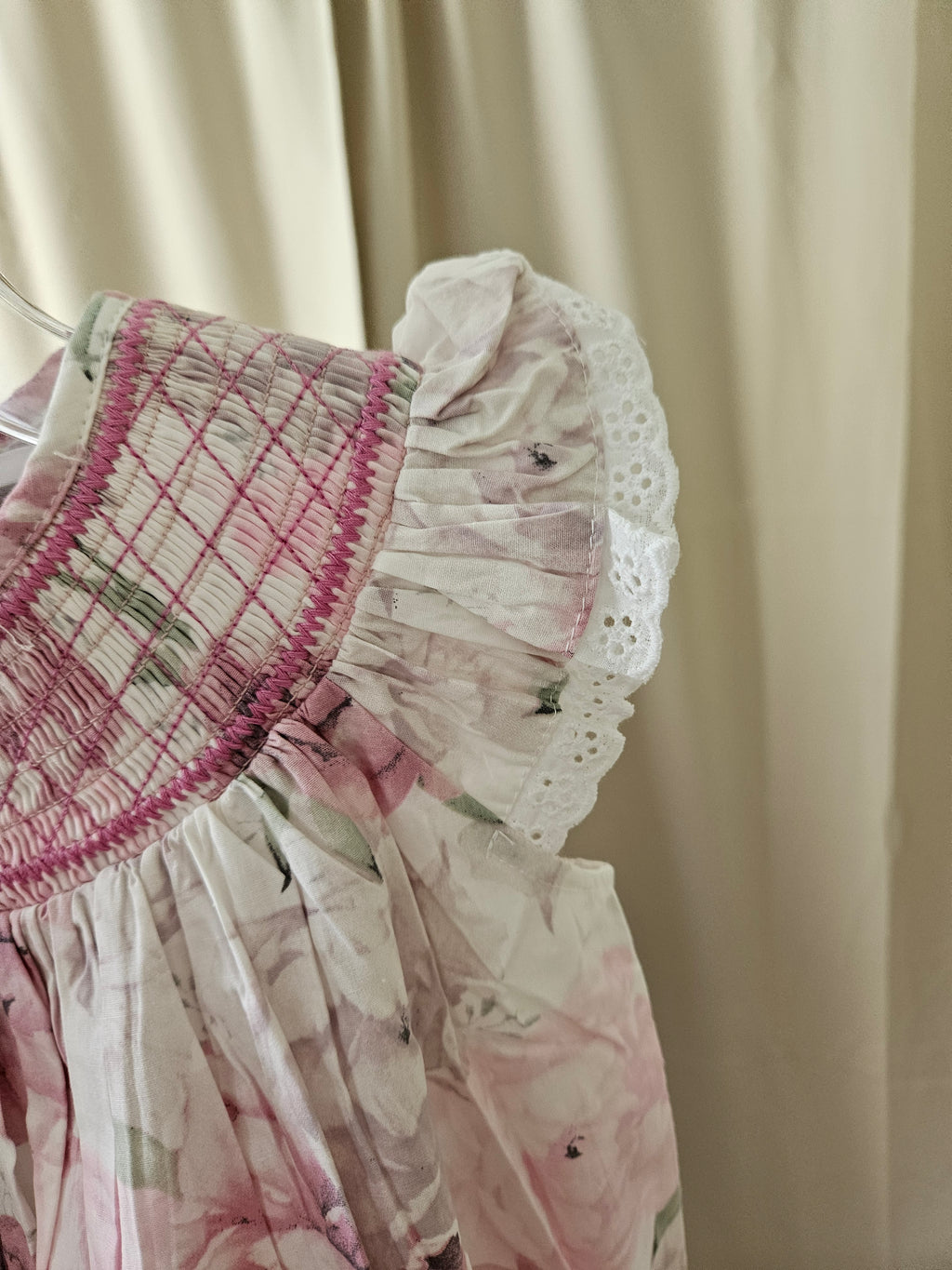 Lil Cactus Blush Pink Rose Smocked Dress | Size 3T