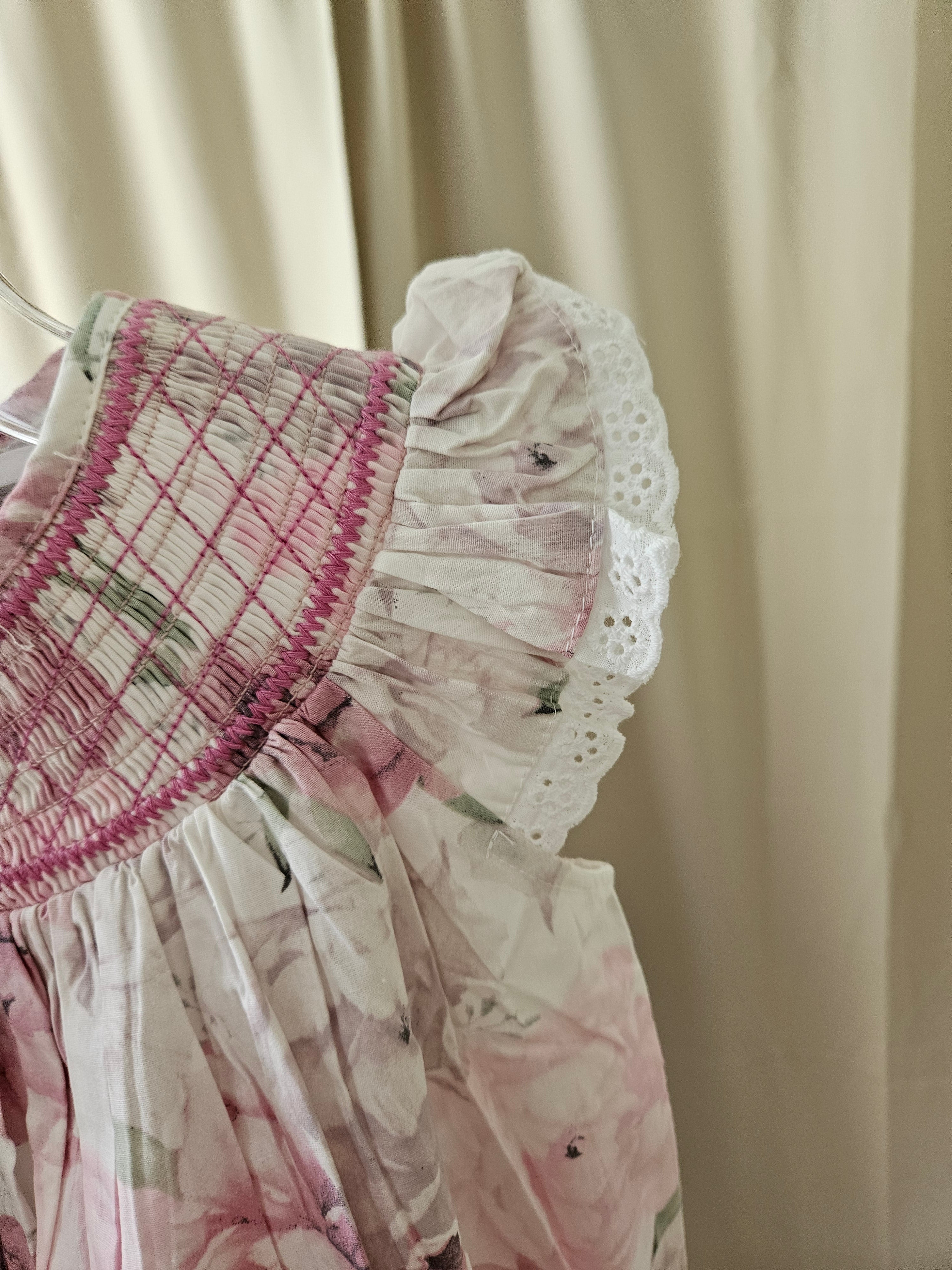 Lil Cactus Blush Pink Rose Smocked Dress | Size 3T