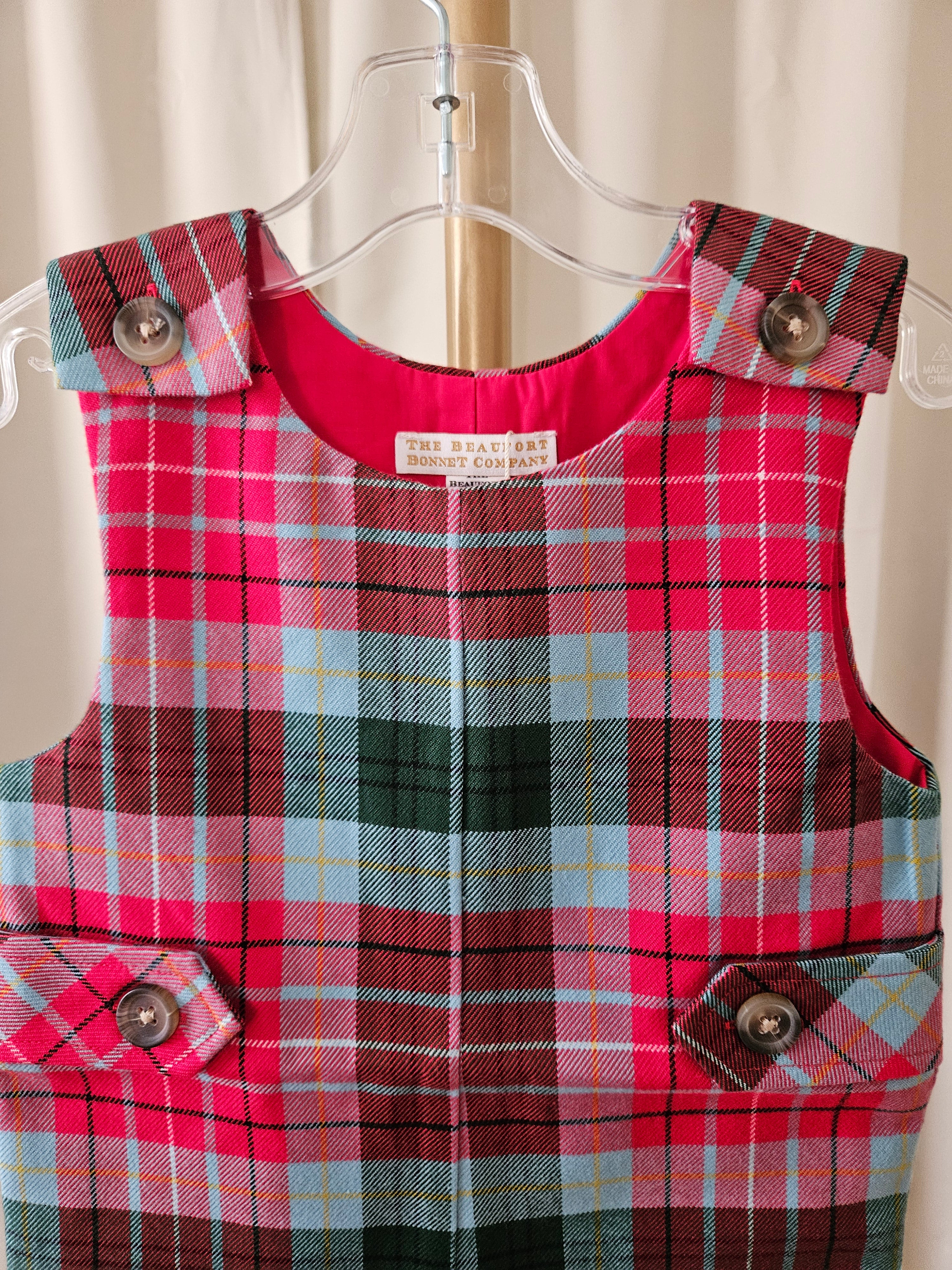 The Beaufort Bonnet Company Jack Keene Jon Jon – Wilson Pier Plaid with Richmond Red | Size 0-6M