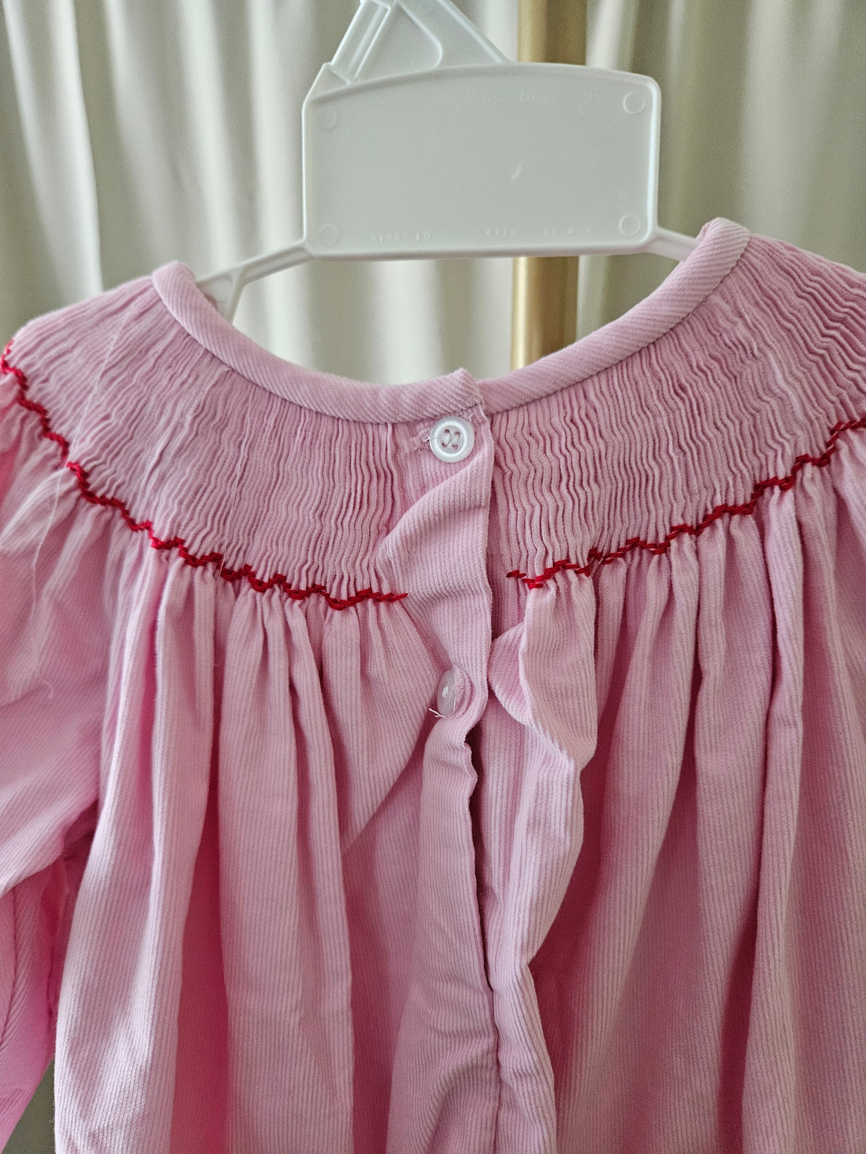 Baby Blessings Delicate Christmas Smocked Corduroy Dress