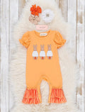 Marie Nicole Orange Bunny Ruffle Romper Sz 12-18M