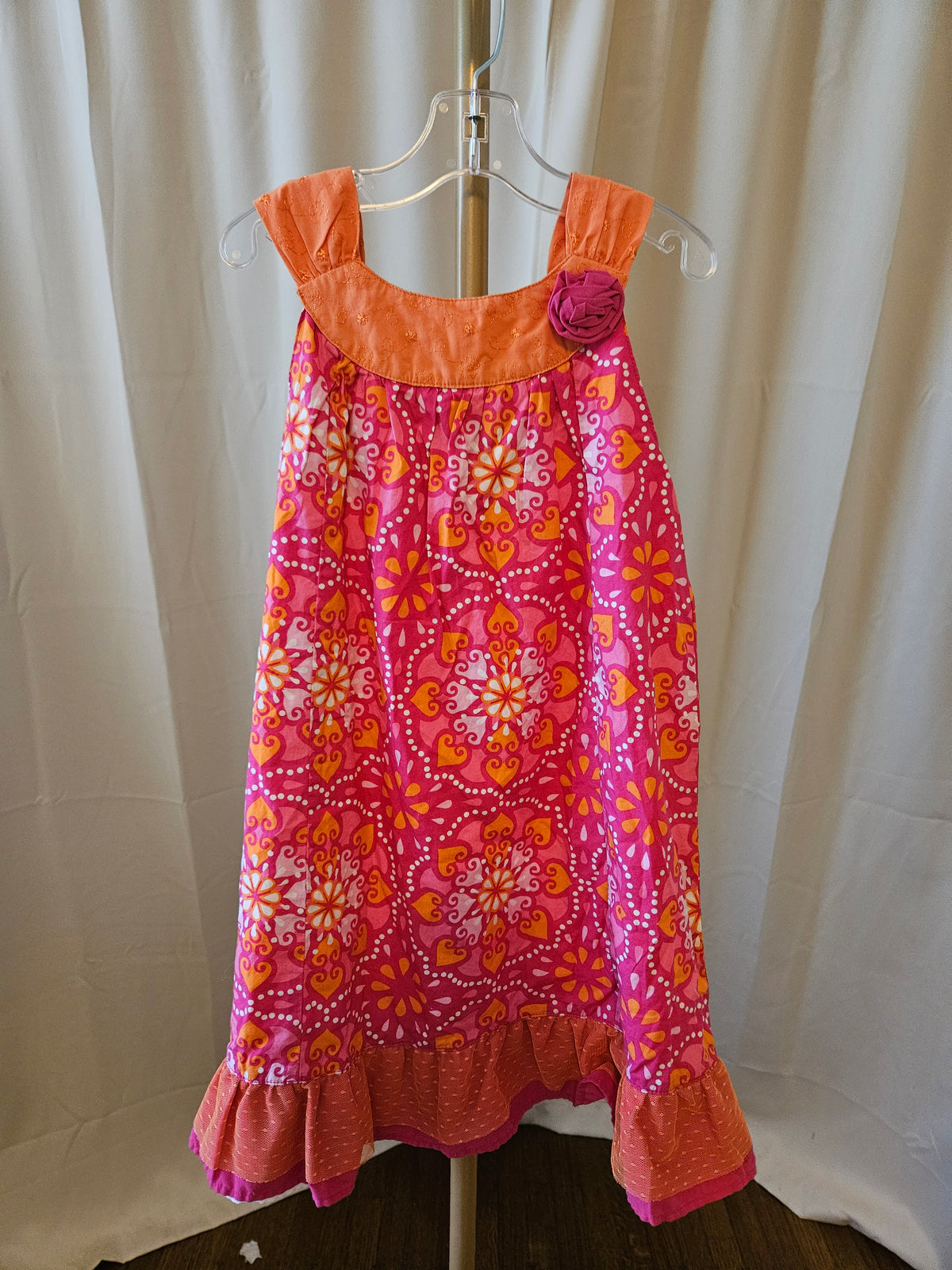 Penelope Mack 6X Bright Pink & Orange Sleeveless Dress