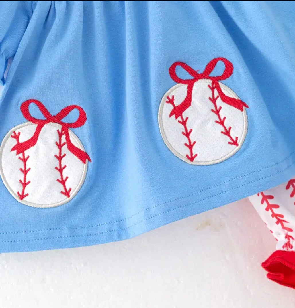 Auraquise Blue Baseball Themed Bloomers Outfit
