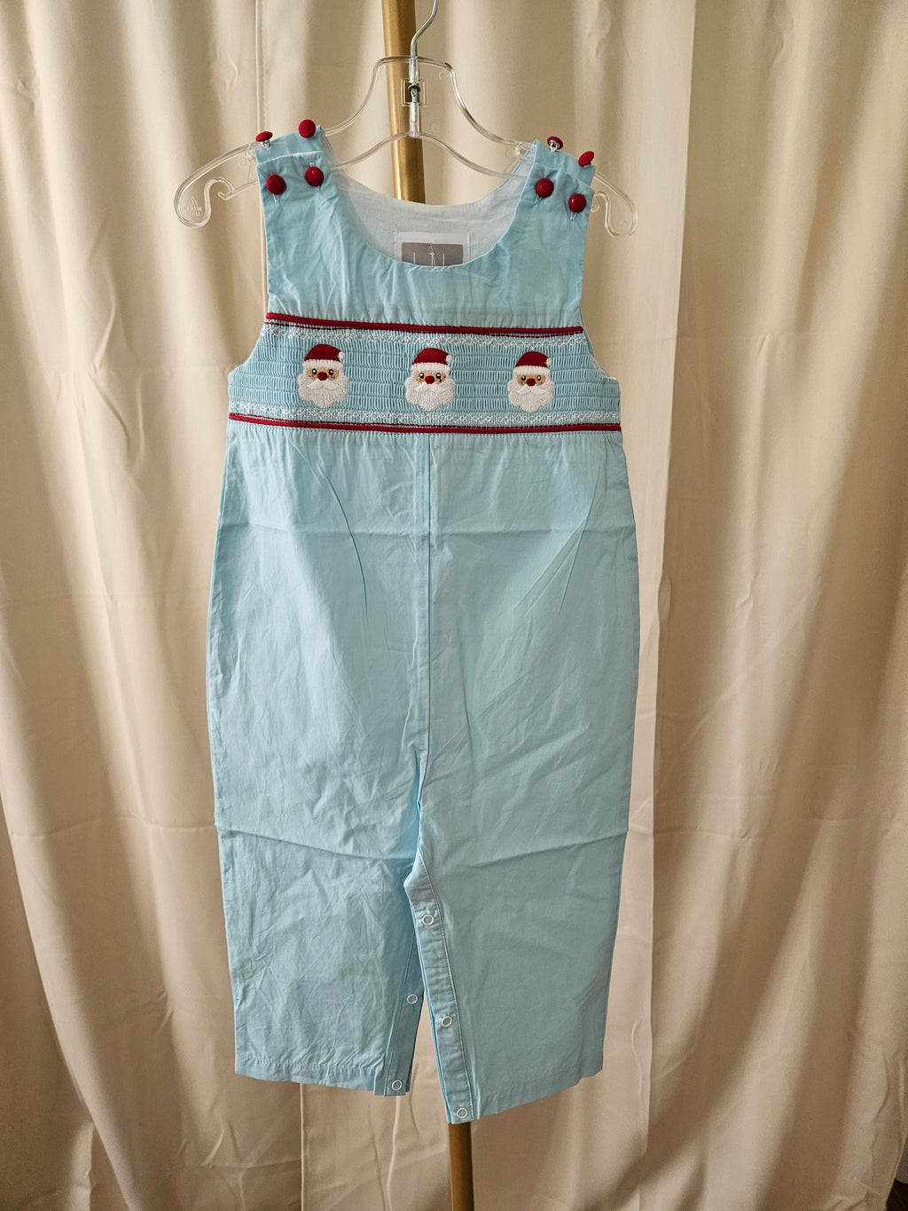 Lil Cactus NWT Light Blue Smocked Santa Jon Jon