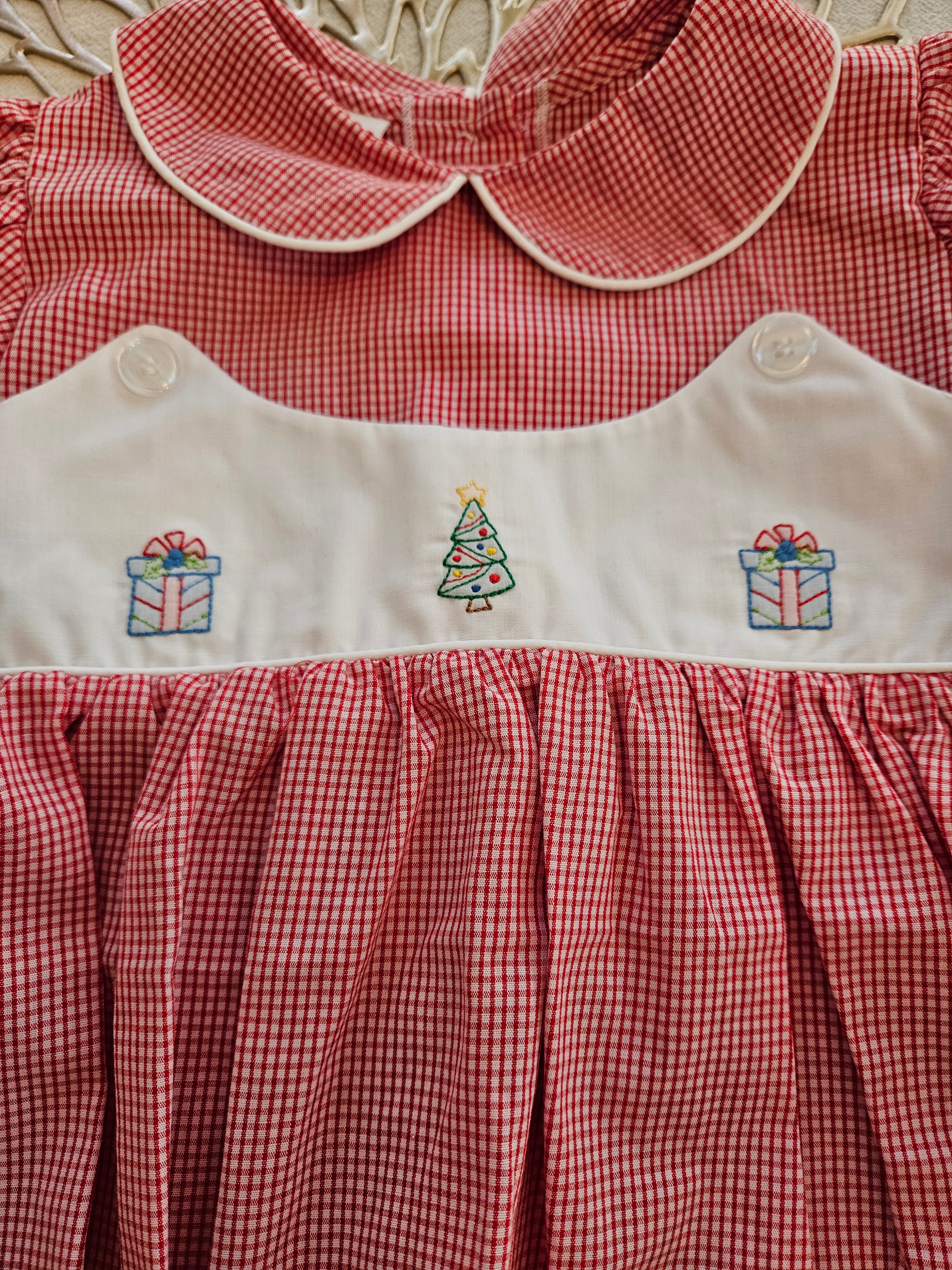 The Bailey Boys Red Gingham Christmas Baby Romper Sz 18M