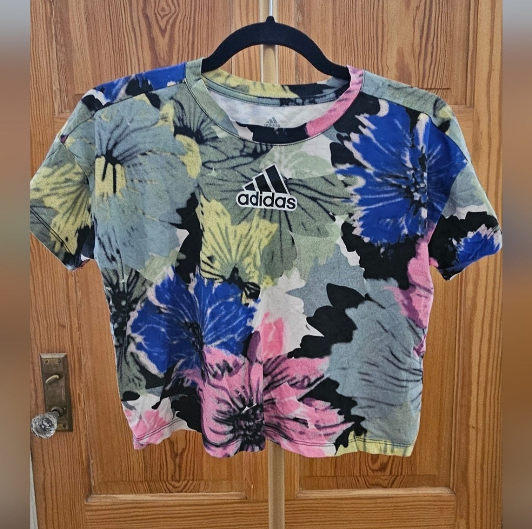 Adidas Cropped Tie Dyed Tshirt Size Small