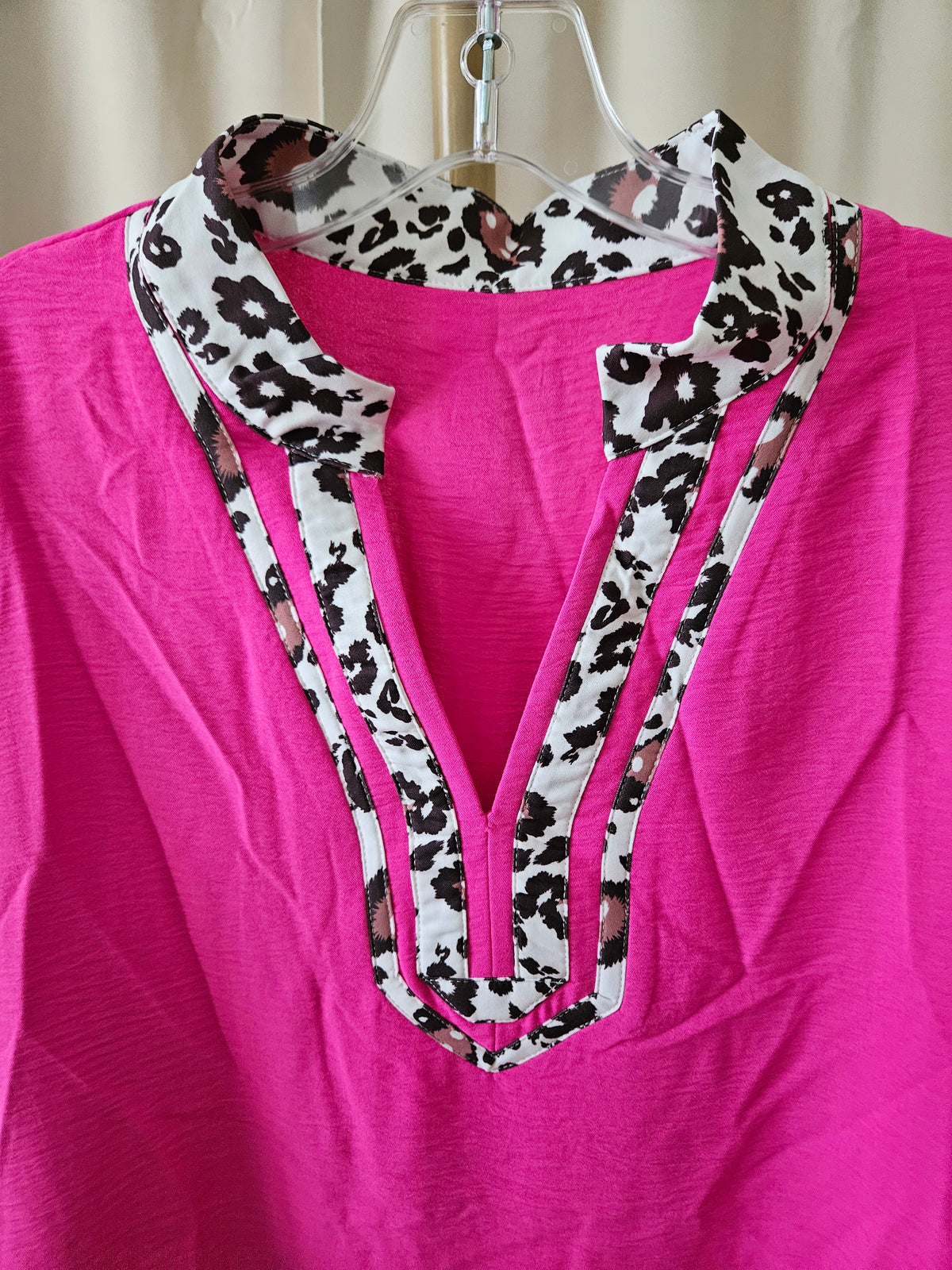 Bright Pink Animal Print Accent Blouse | Size 3X
