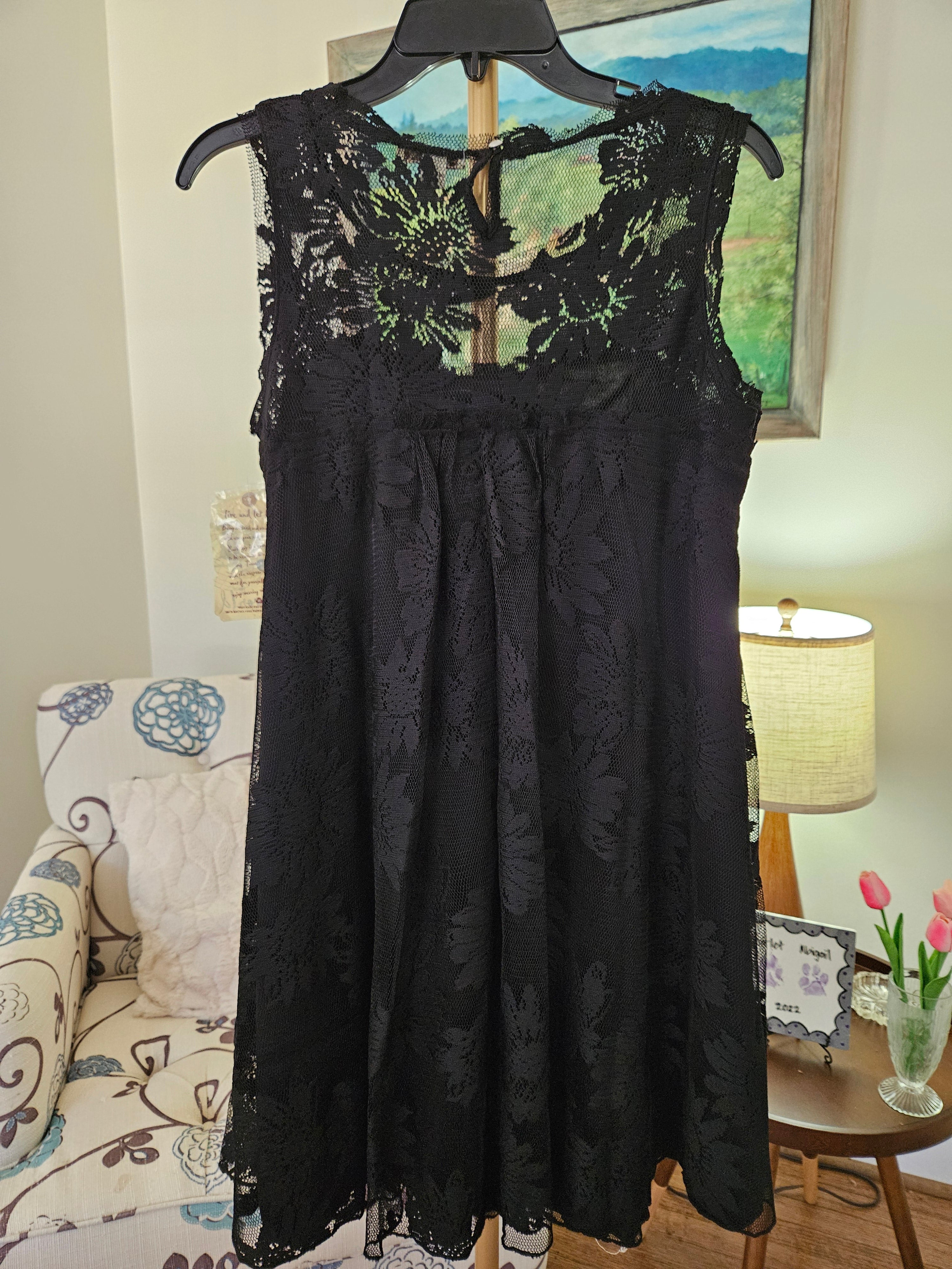 ONE WORLD Black Lace Dress Sz Sm