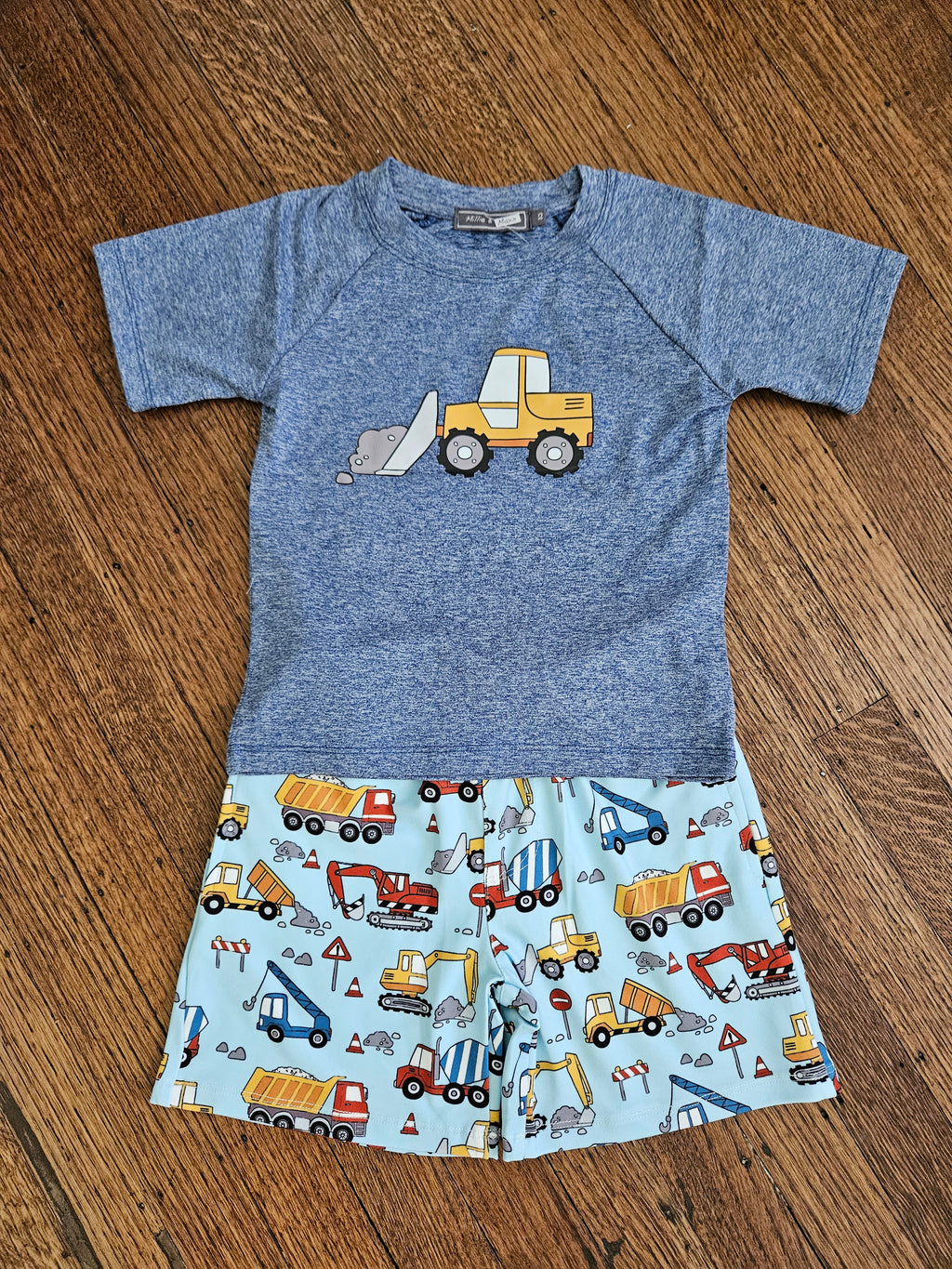 Millie Loves Lily Gray Bulldozer Tee & Heavy Equipment Shorts Set | Sizes 3 & 4