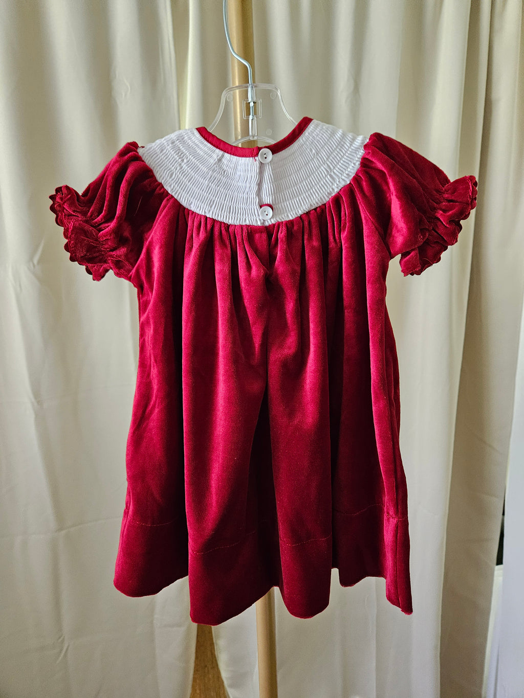 Lil Cactus Smocked Reindeer Red Velvet Dress with Matching Bows |