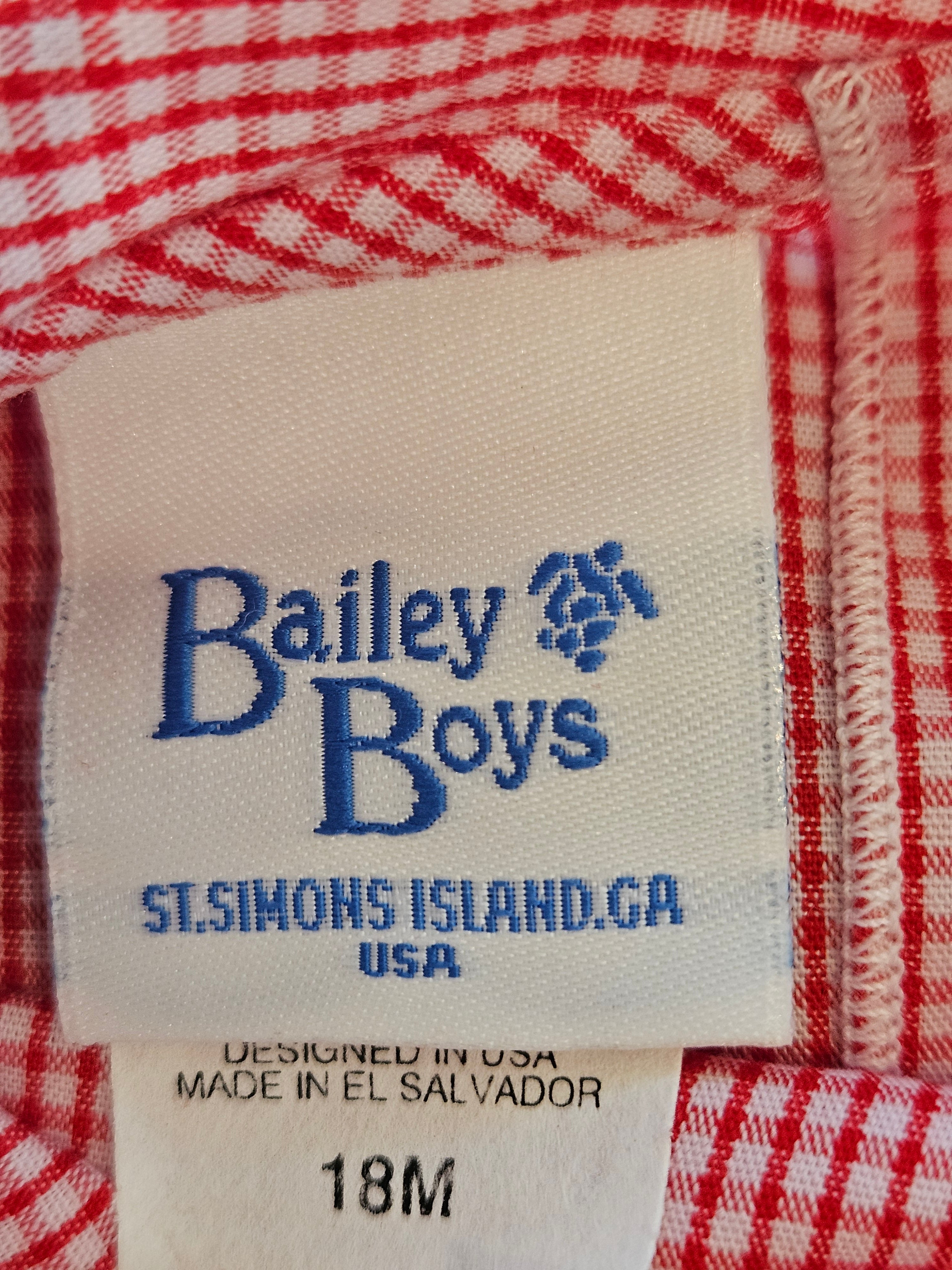 The Bailey Boys Red Gingham Christmas Baby Romper Sz 18M