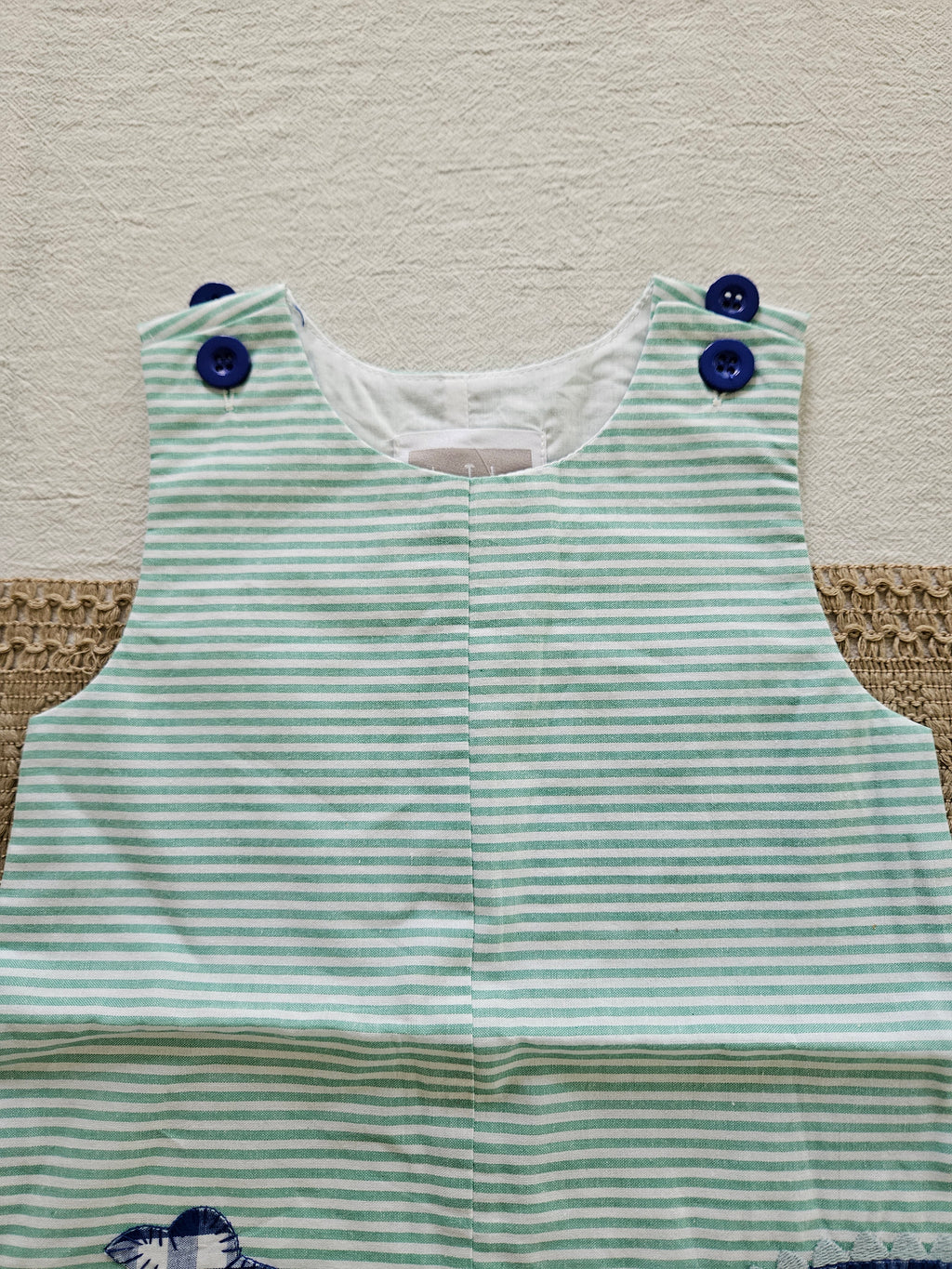 Lil Cactus Turquoise & White Striped Alligator Jon Jon – Size 12-18M