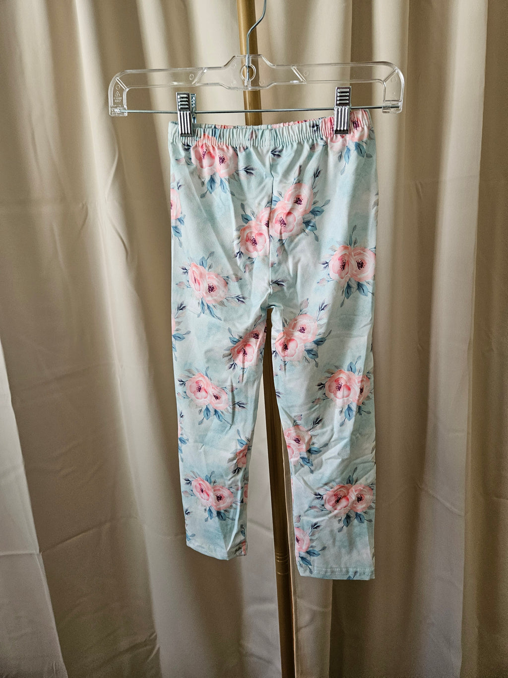 Adorable Sweetness 2-Pc Girls Peach Swing Top & Pastel Floral Leggings Set