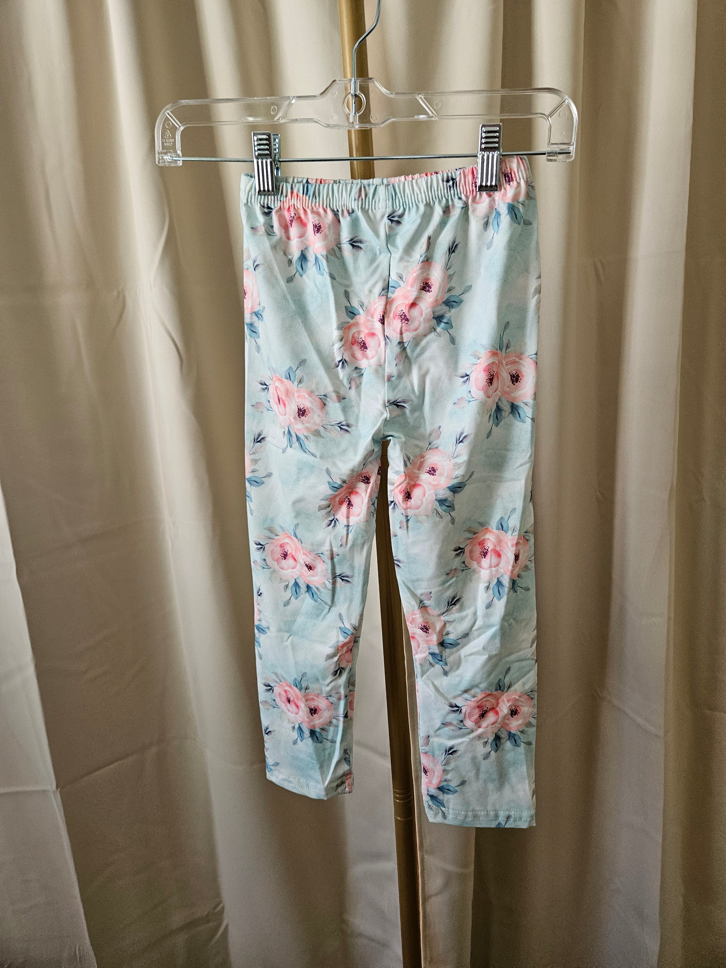 Adorable Sweetness 2-Pc Girls Peach Swing Top & Pastel Floral Leggings Set