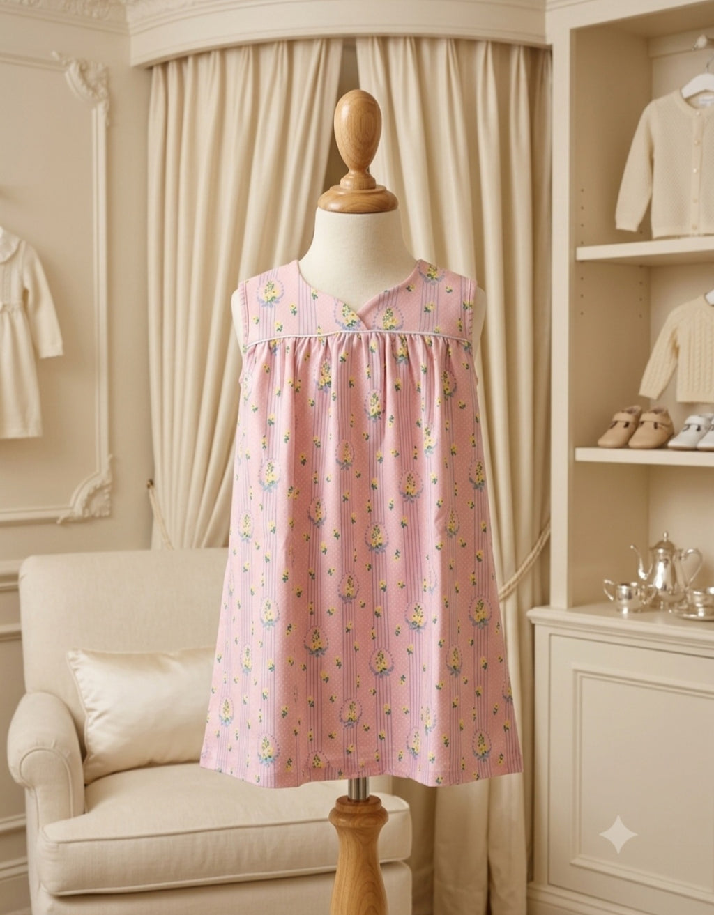The Beaufort Bonnet Company Size 6 Pink & Blue Sleeveless Sweetheart Neckline Dress
