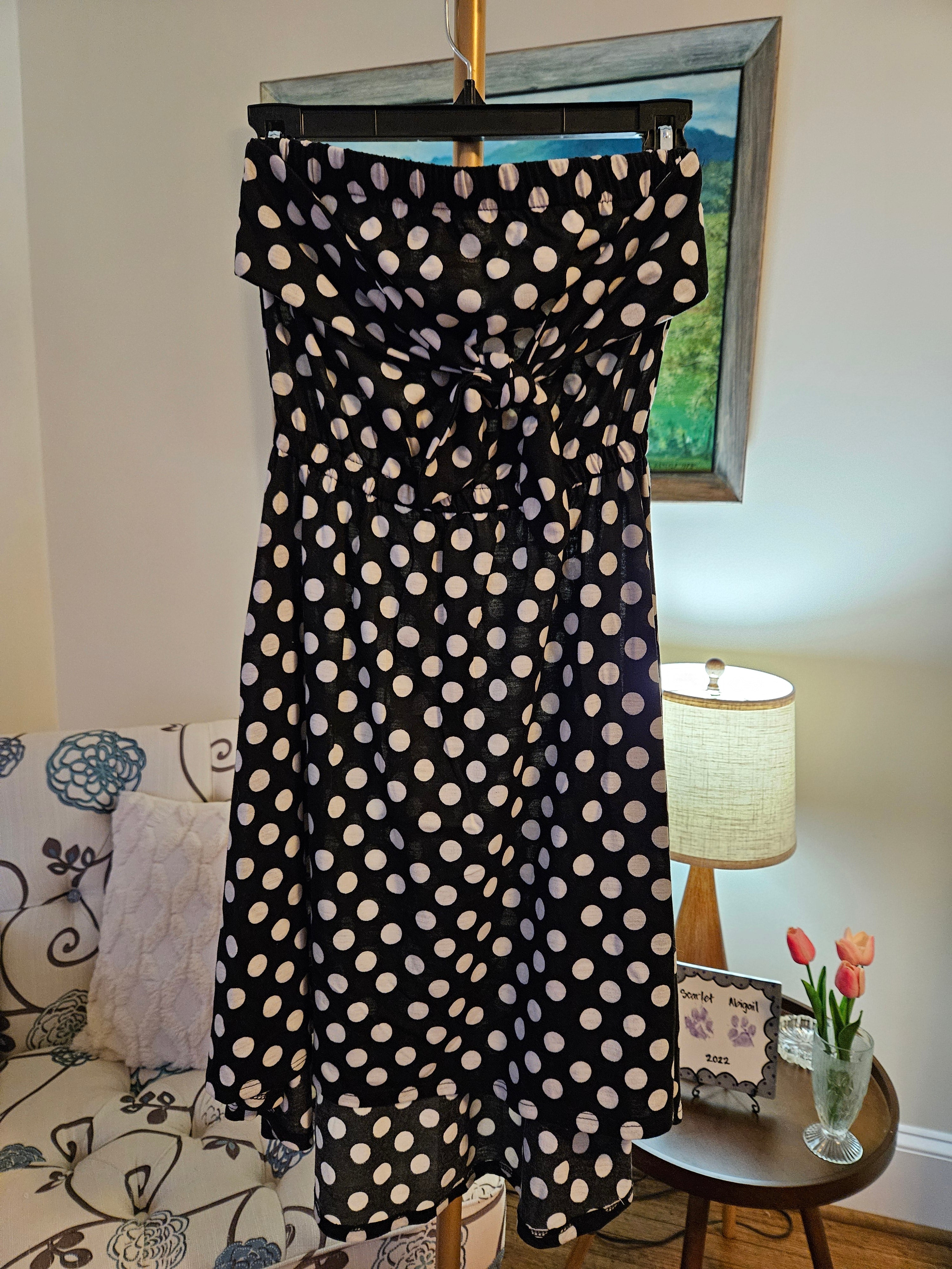 Xhilaration Strapless Black and White Polk A Dot Asymmetrical Dress Sz XS