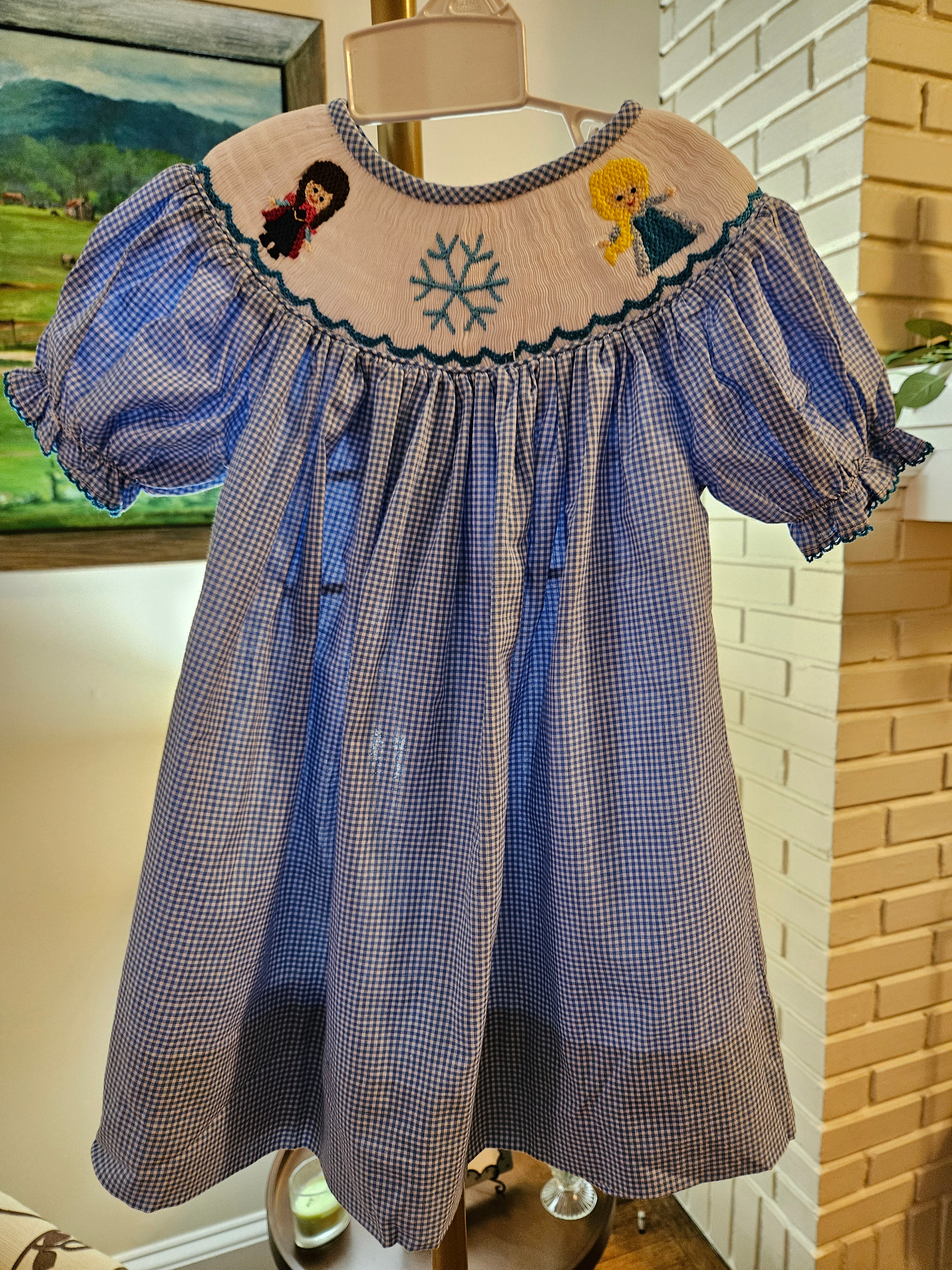 Aspen Rain Hand Smocked Disney's Frozen Dress Sz 3T