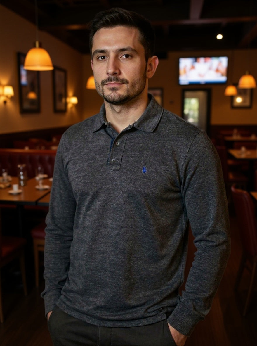 Ralph Lauren Men's Heathered Charcoal Polo Shirt Sz XL