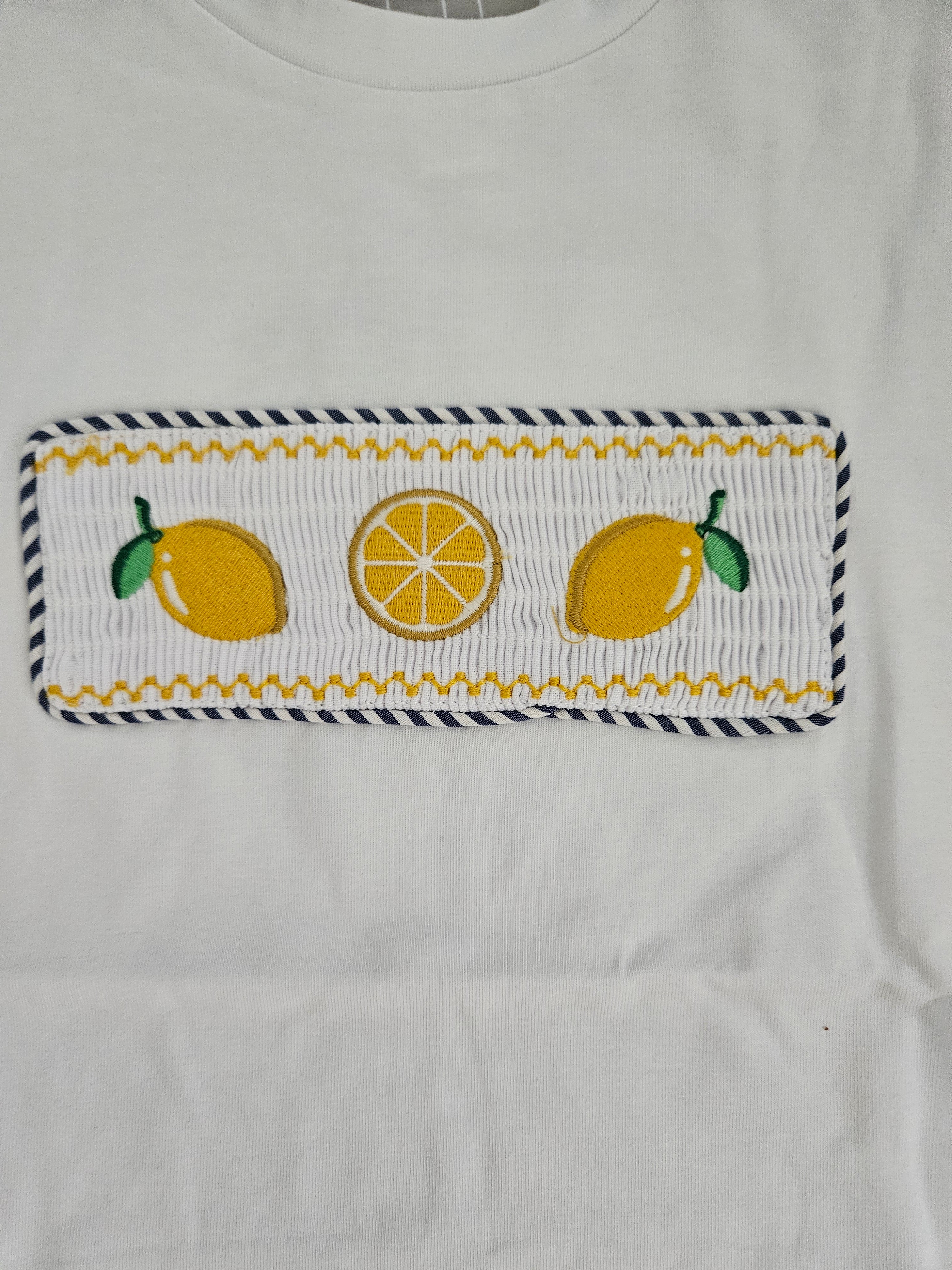 Lil Cactus White Smocked Lemons & Yellow Gingham Shorts Set Size 6Y