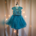 Sherri Hill Turquoise Beaded Two-Piece Dress Size 2