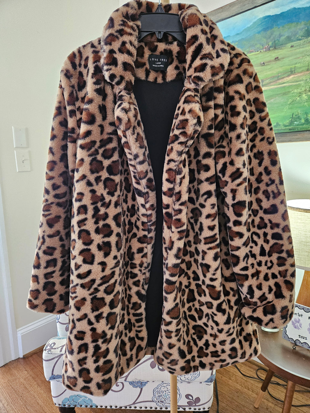 Love Tree Leopard Print Teddy Jacket Sz Lg