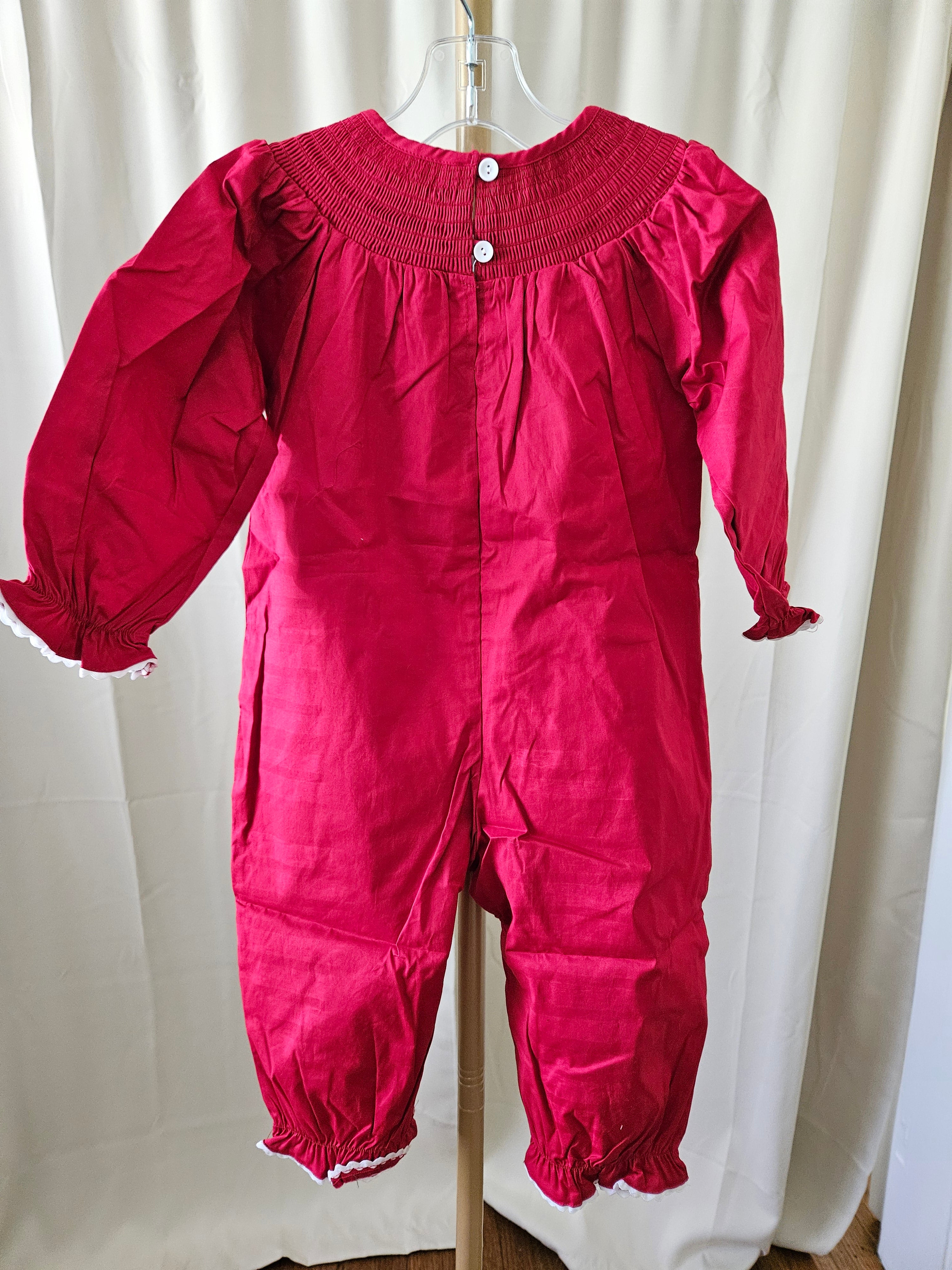 Lil Cactus Red Bubble with Smocked Jolly Old St. Nick