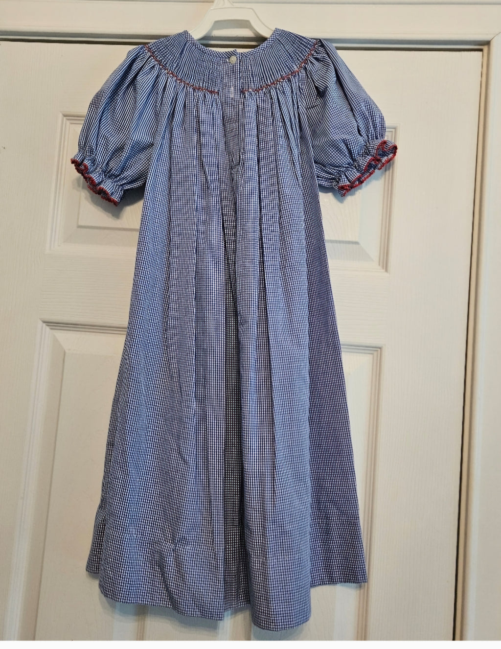 Amanda Remembered Blue Checkered RaggedyAnn And Andy Smocked  Kids Dress Sz 6