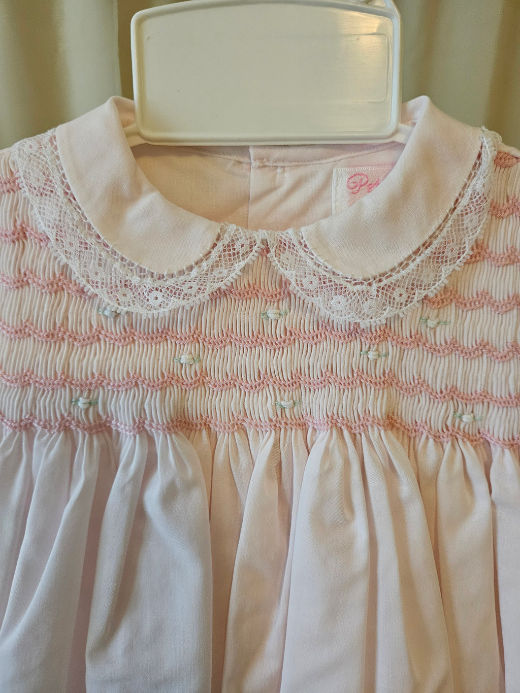Petit Ami Pink Floral Smocked Baby Dress Set with Bonnet