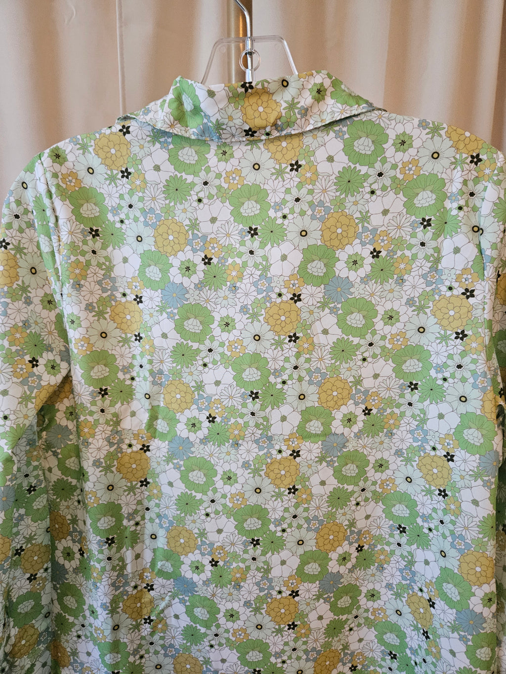 HiddenBrand Green Floral Bohemian Midi Dress | Puff Sleeve V-Neck