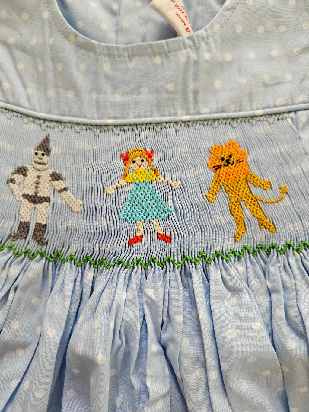 Mom & Me 24M Blue & White Polka Dot Wizard of Oz Smocked 2pc Set