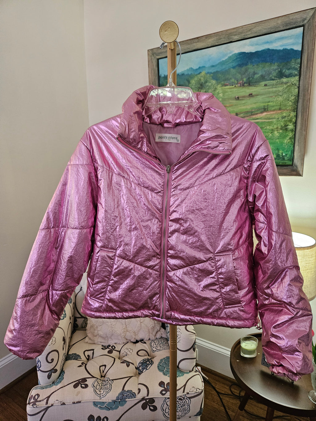 Pants Store Shimmering Pink Puffer Jacket Sz Sm