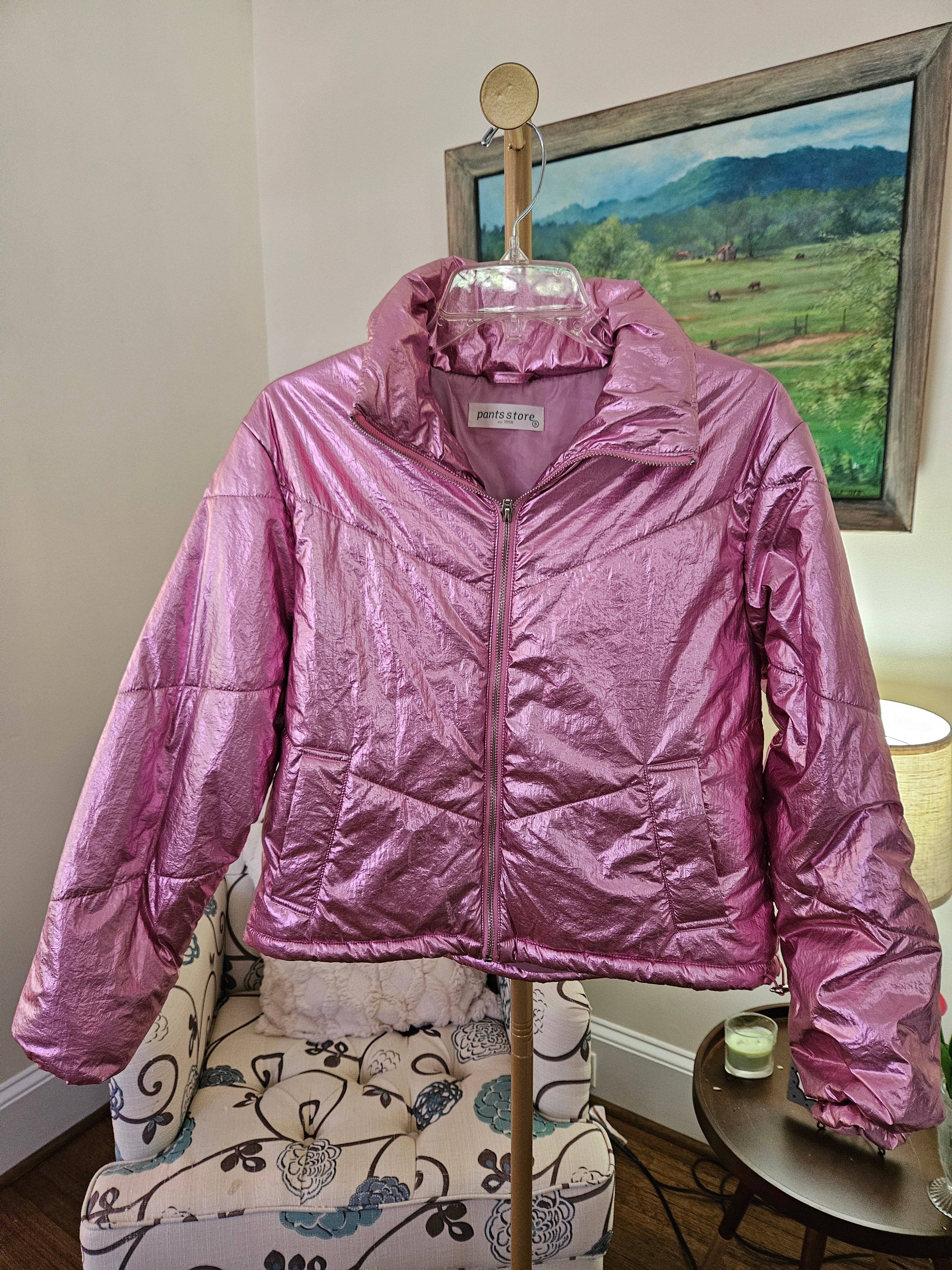 Pants Store Shimmering Pink Puffer Jacket Sz Sm