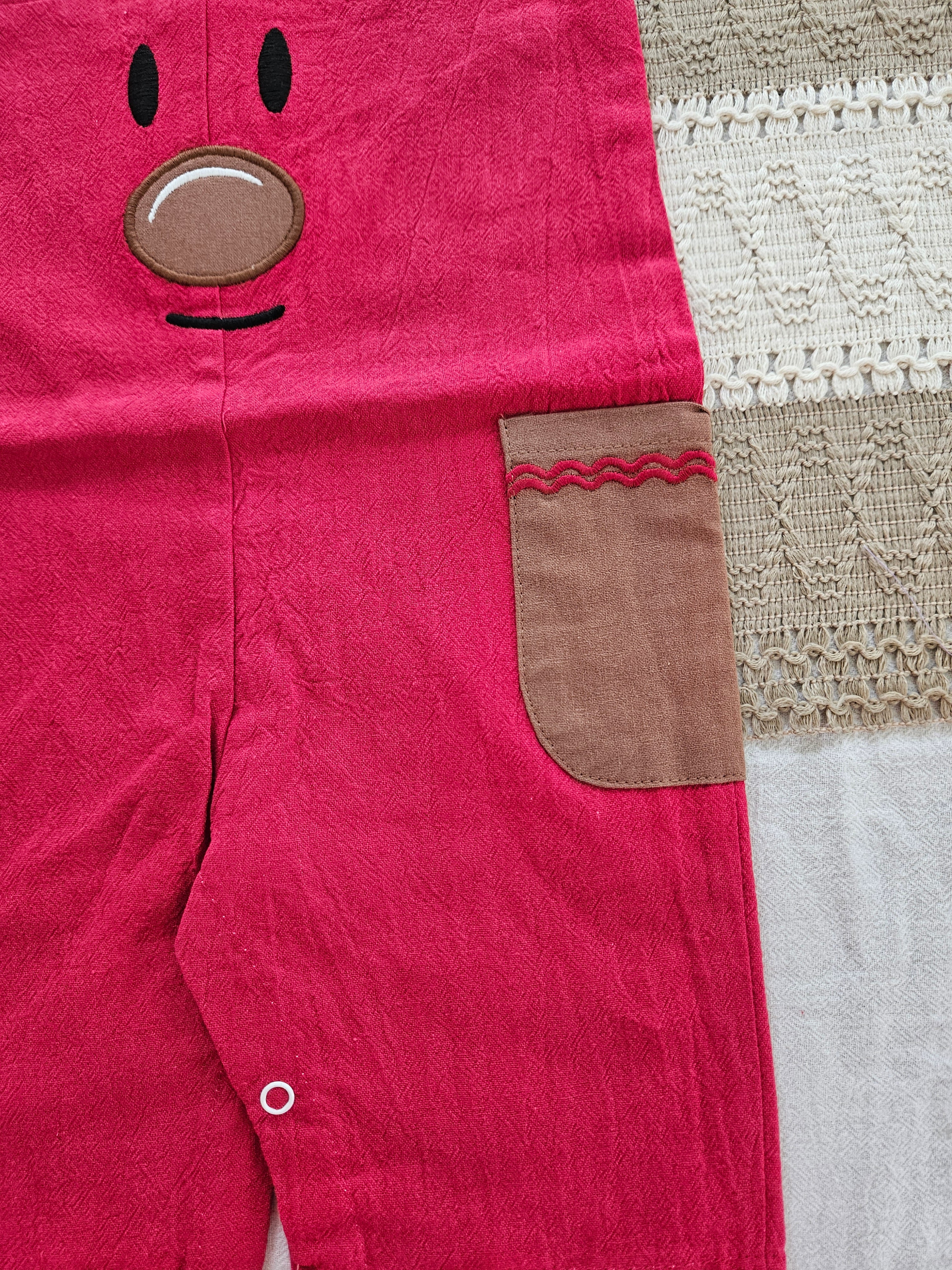 Lil Cactus Cutest Reindeer Red Longall with Pockets Size 3-6M