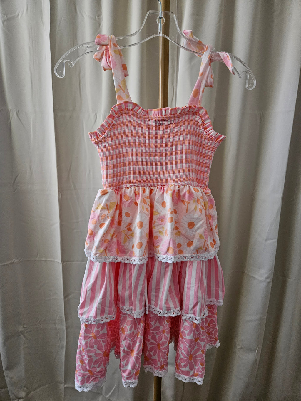 Oopsie Dasiy Anna Pink Daisy Layered Lace Dress