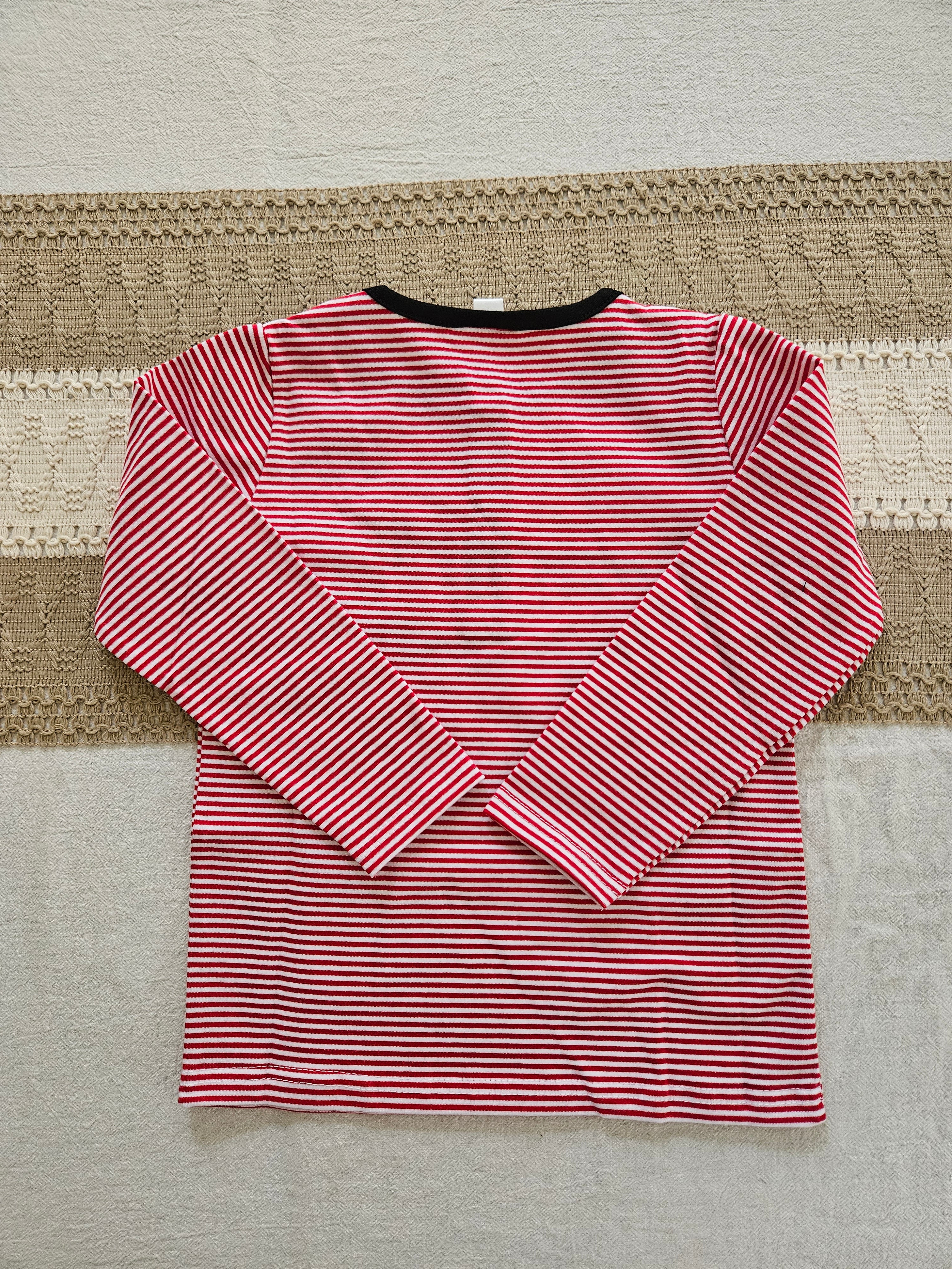 UGA Red & White Striped Embroidered Long Sleeve Shirt | Wear Love Wash | Sz 3