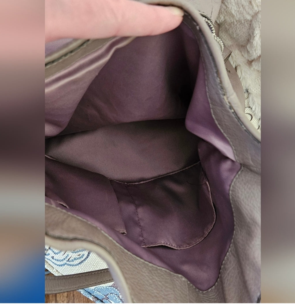 Coach Leather 3 Section Shoulder  Handbag