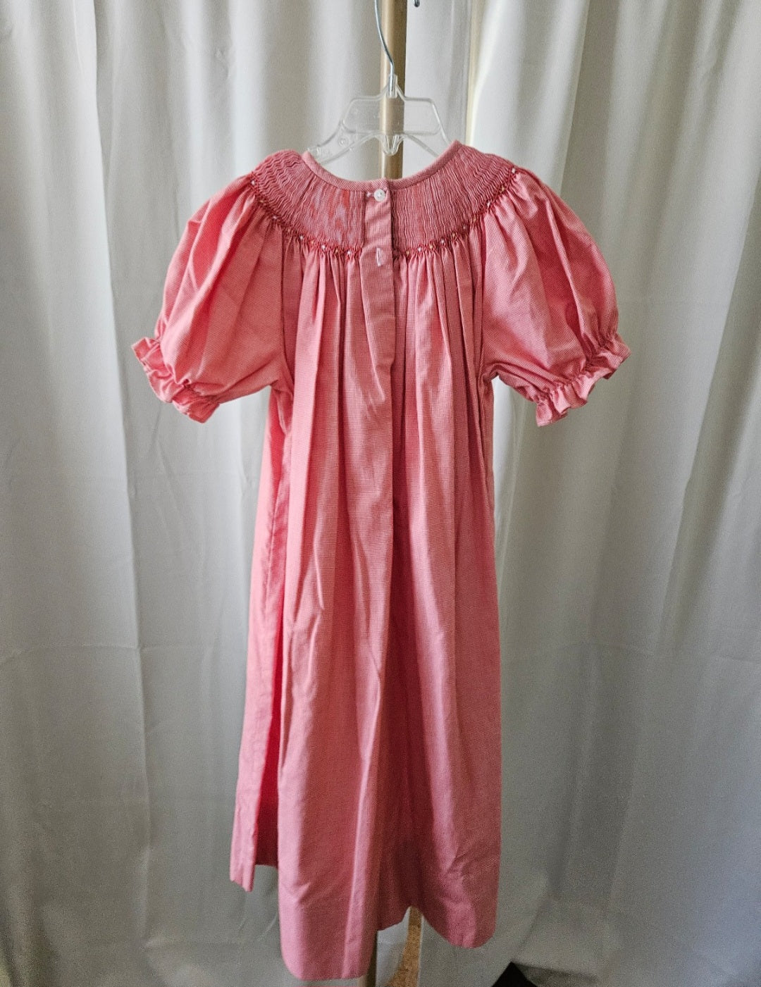 Amanda Remembered Vintage 2004 Red & White Microcheck Smocked Dress Sz 5Y