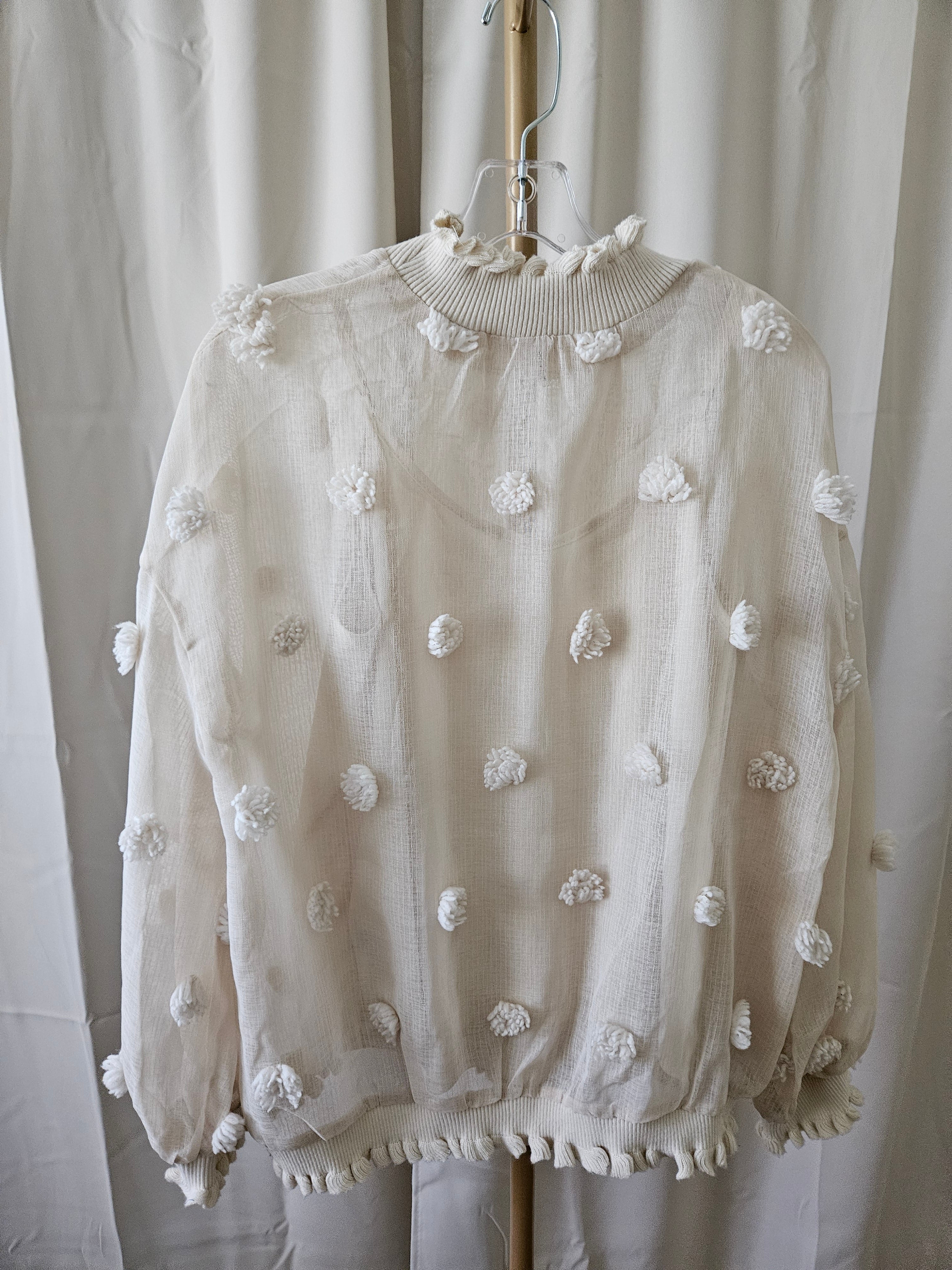 Entro Sheer Polka Dot Puff Sleeve Top w/ Tank – Size M