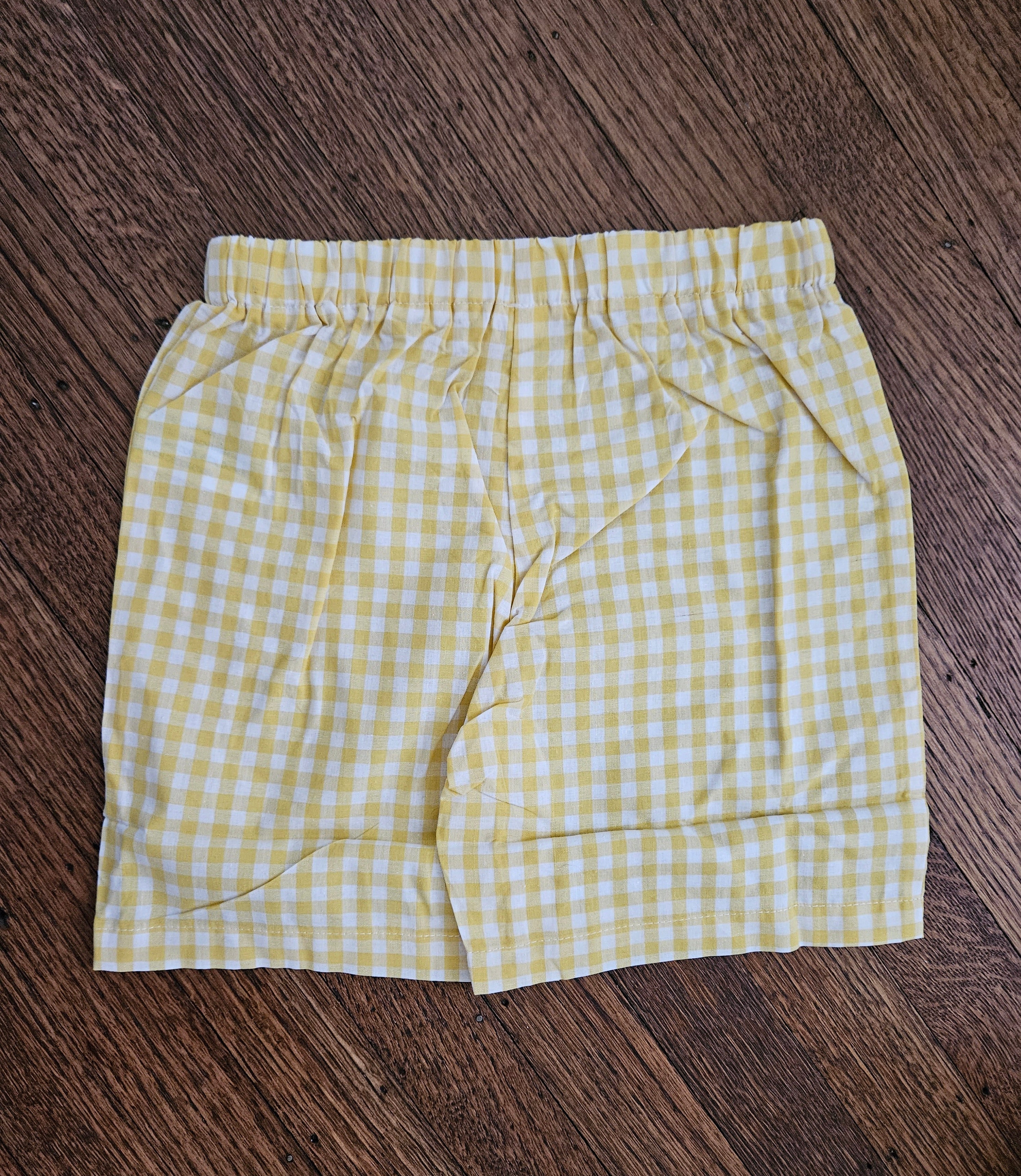 Lil Cactus White Smocked Lemons & Yellow Gingham Shorts Set Size 6Y