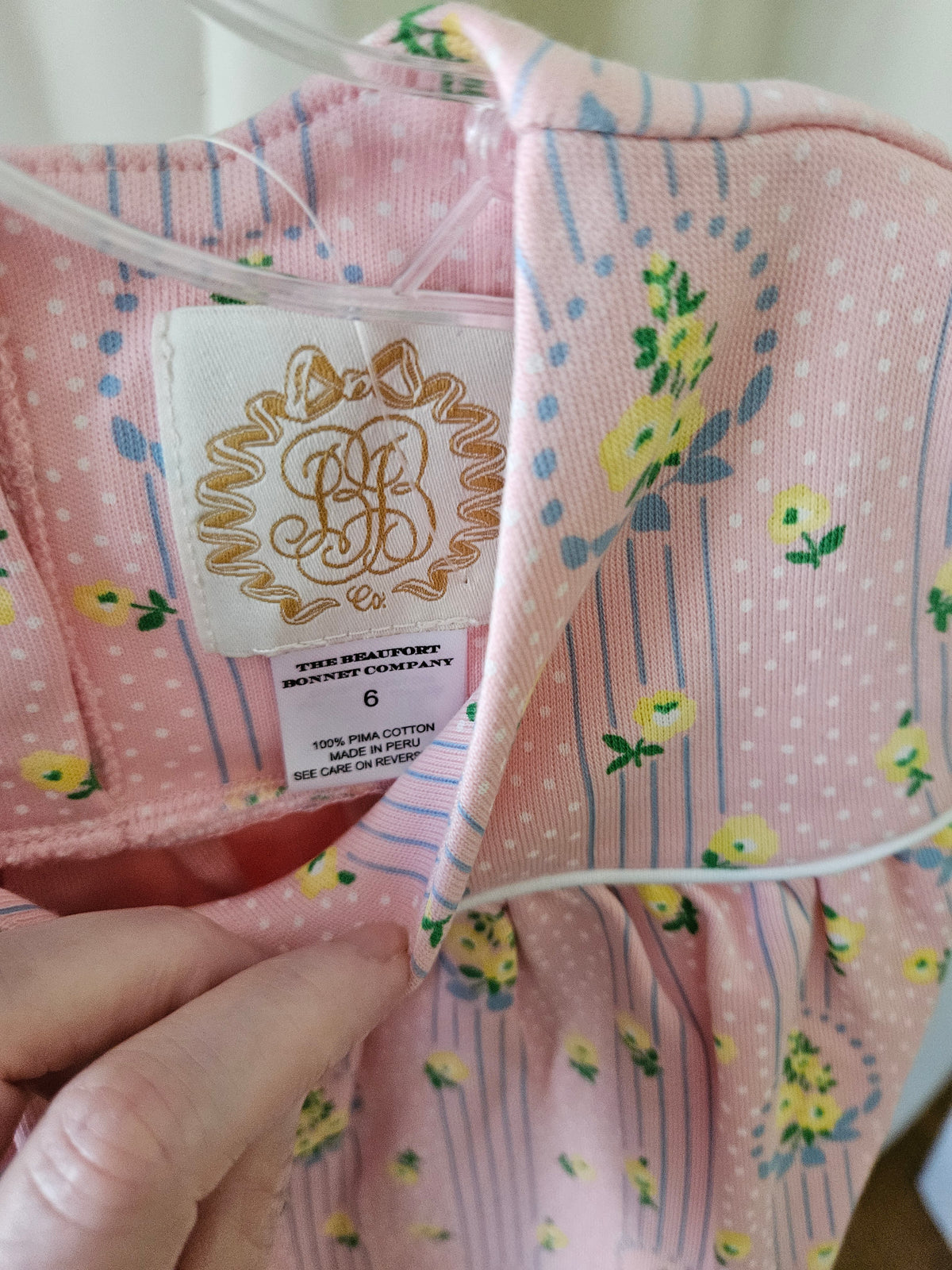 The Beaufort Bonnet Company Size 6 Pink & Blue Sleeveless Sweetheart Neckline Dress