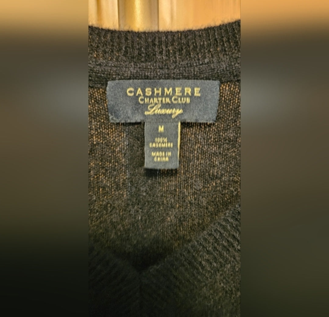 Charter Club 100% Cashmere Vneck Sweater Size Medium
