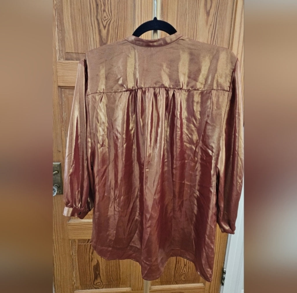 Anthropologie  Copper Metallic Shimmer Top Size Medium