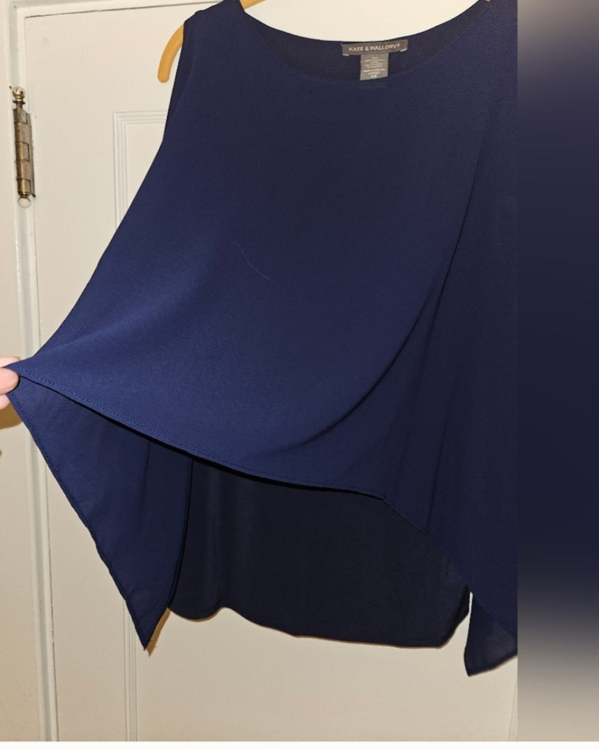 Chiffon Overlay Batwing Dressy Top Size Xsmall Kate & Mallory