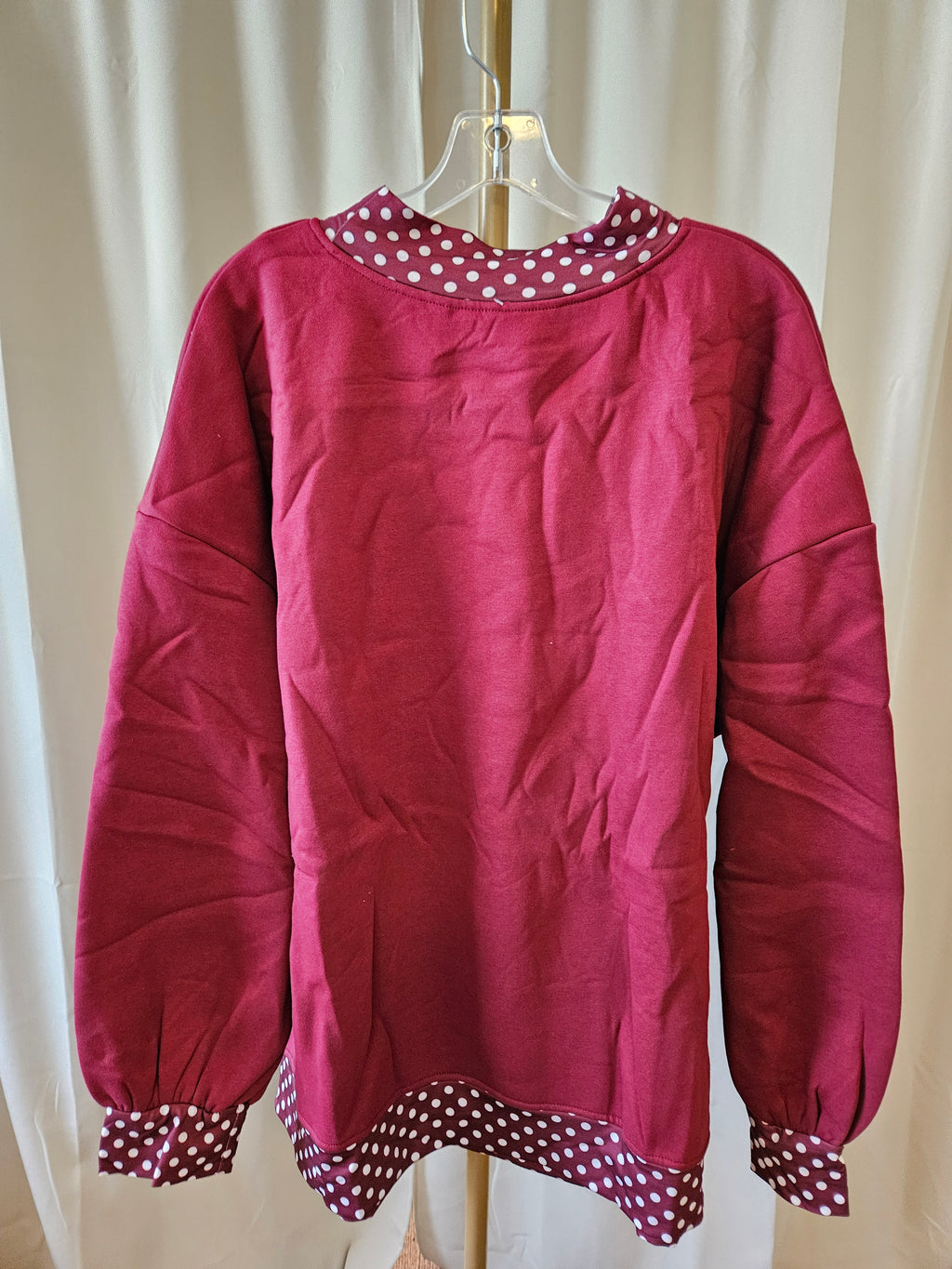 Little Daisy Closet Maroon Polka Dot Sweatshirt Blouse